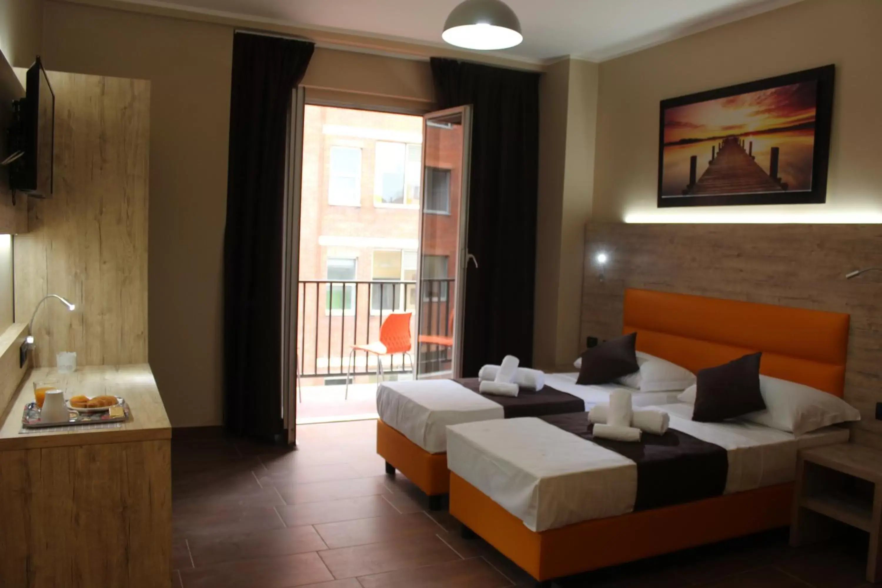 Balcony/Terrace, Bed in Hotel Giacosa