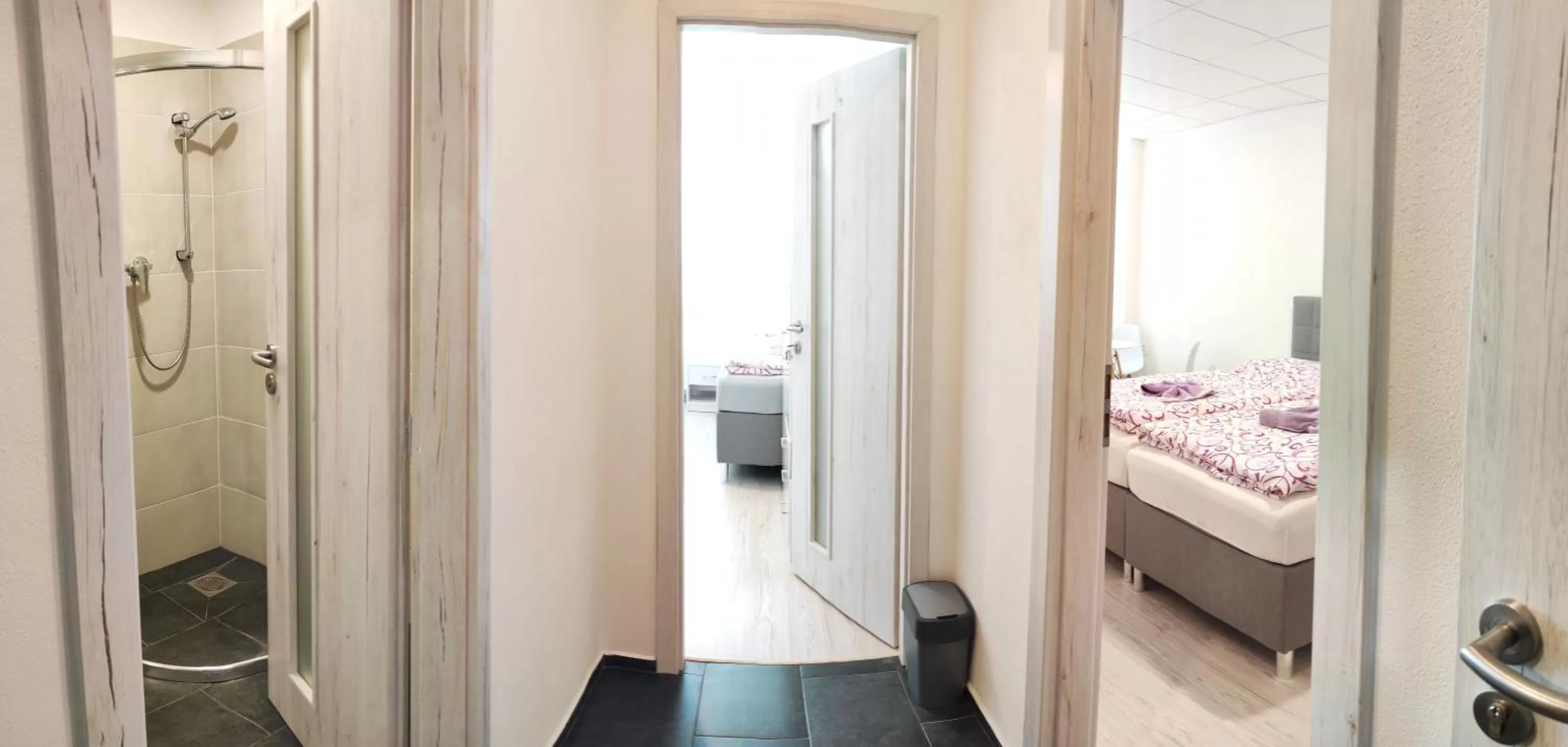 Shower, Bed in Hotel Slobi