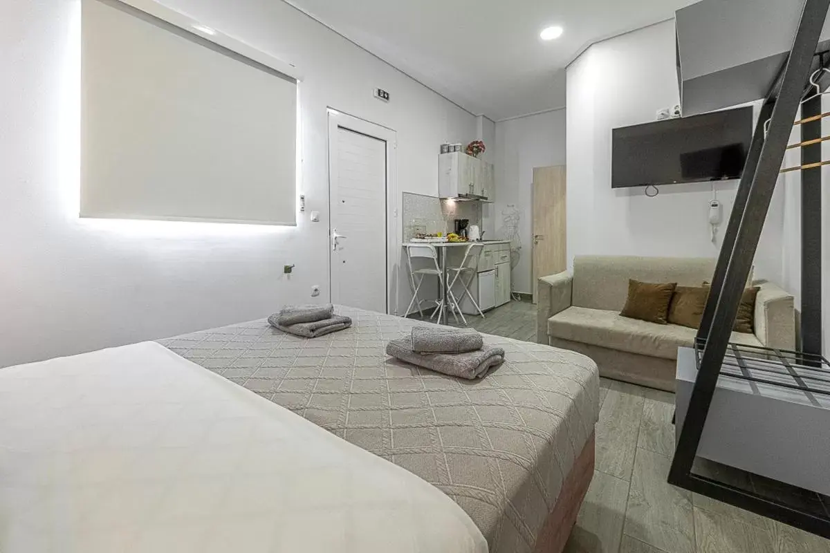 Photo of the whole room, Bed in Comfort Stay Airport Studios - FREE shuttle from the Athens airport