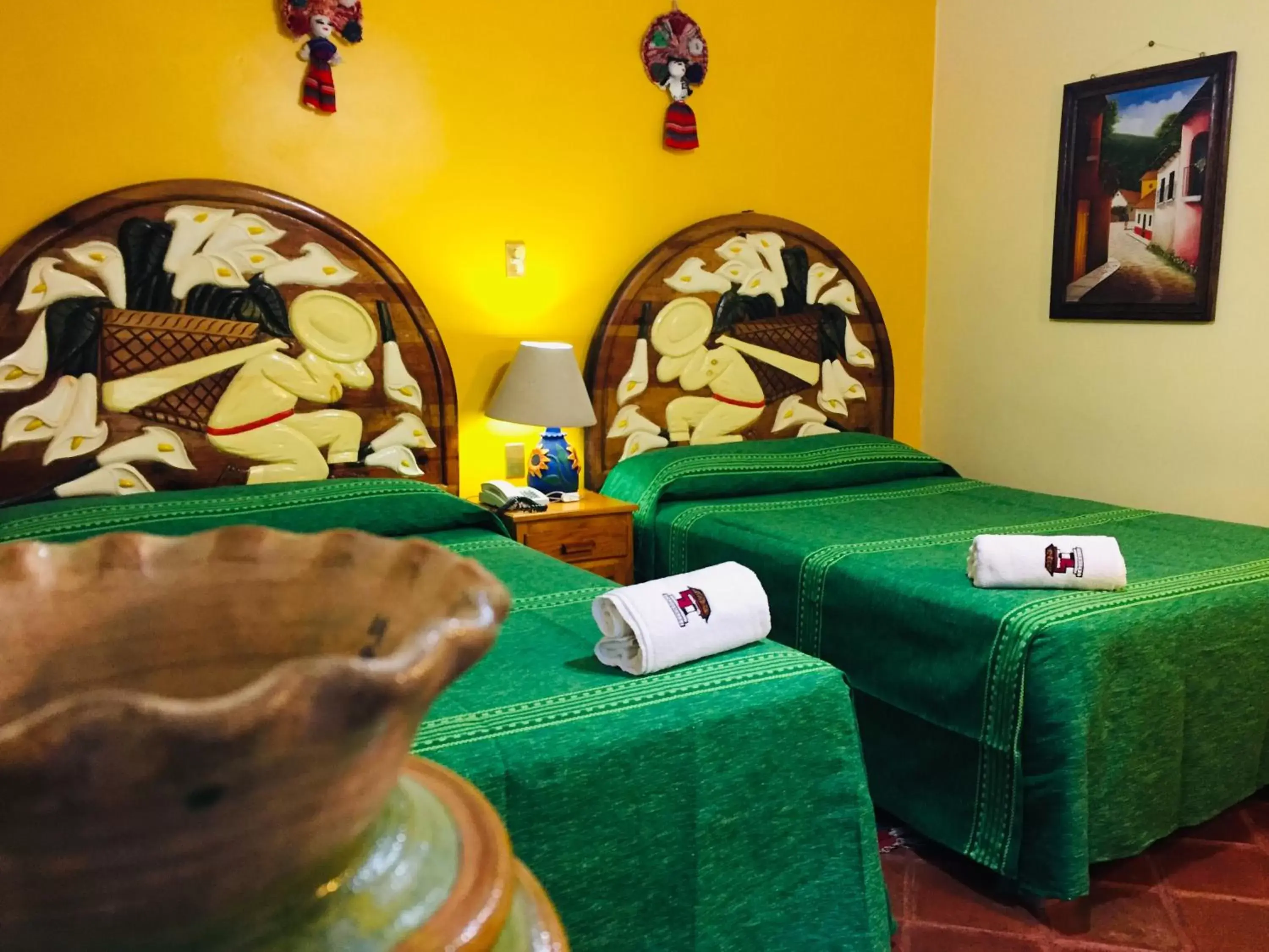 Bed in Hotel Cazomalli Oaxaca