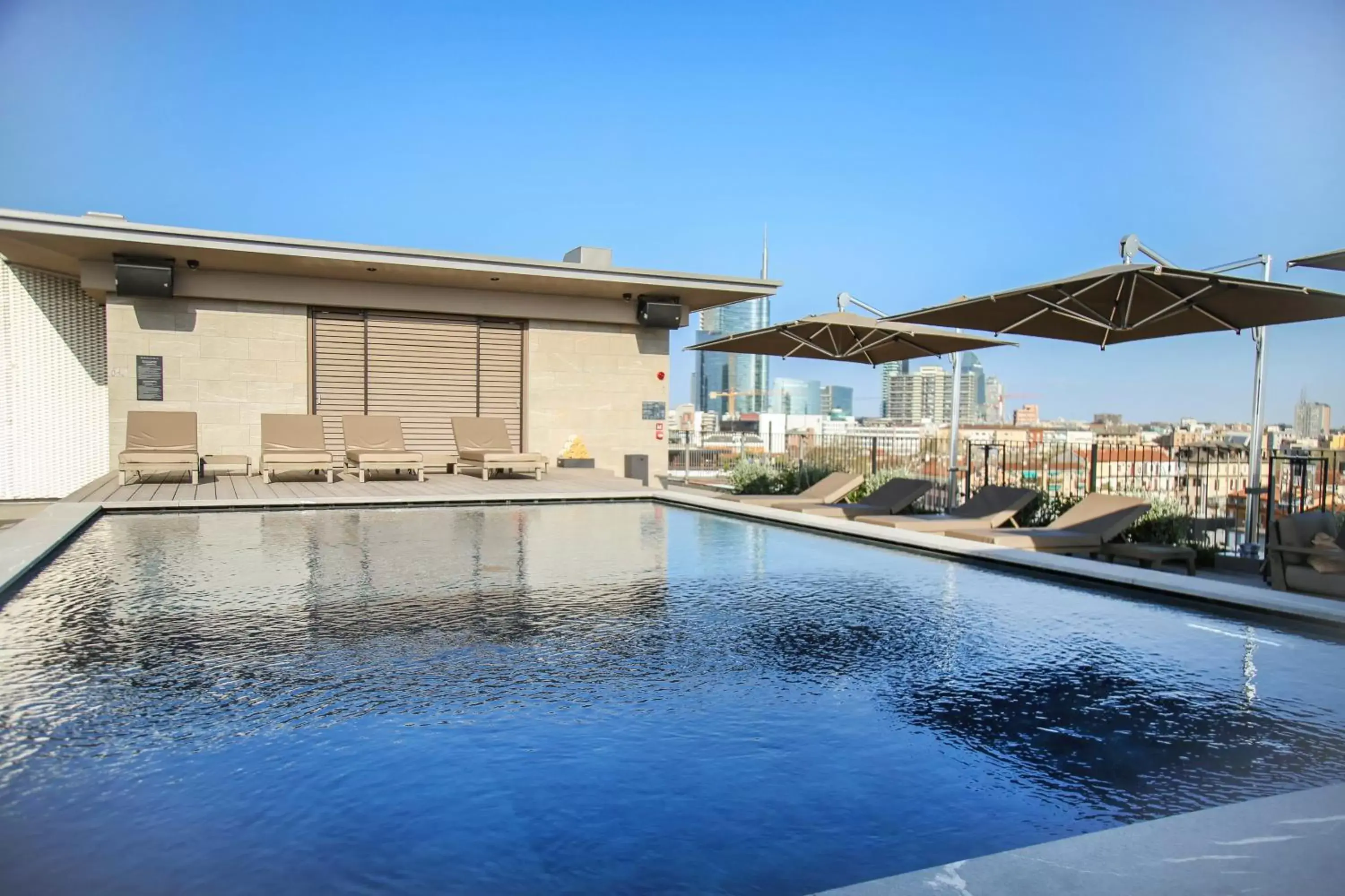 Balcony/Terrace, Swimming Pool in Hotel VIU Milan