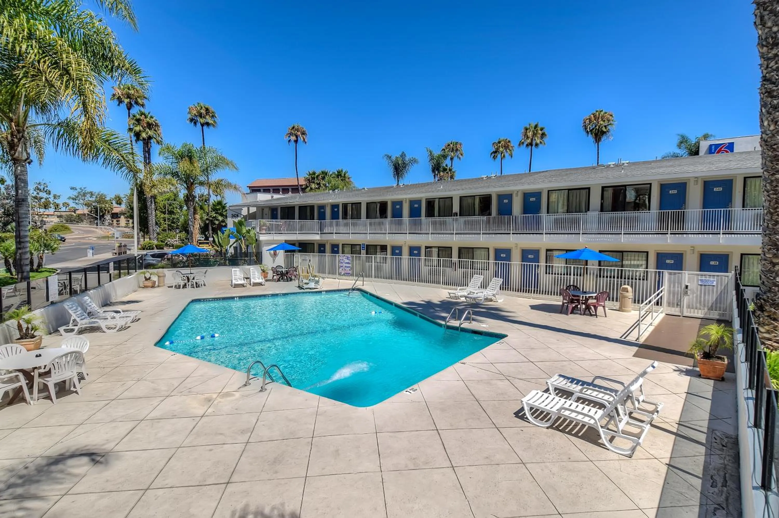 Pool view in Motel 6-San Diego, CA - Hotel Circle - Mission Valley