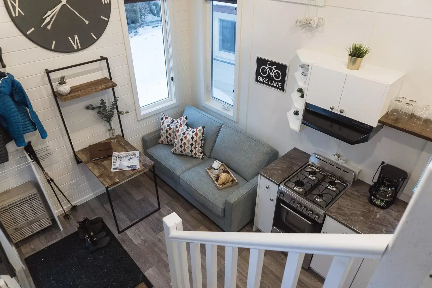 Living room, Seating Area in Tiny Homes by Snow Valley Lodging