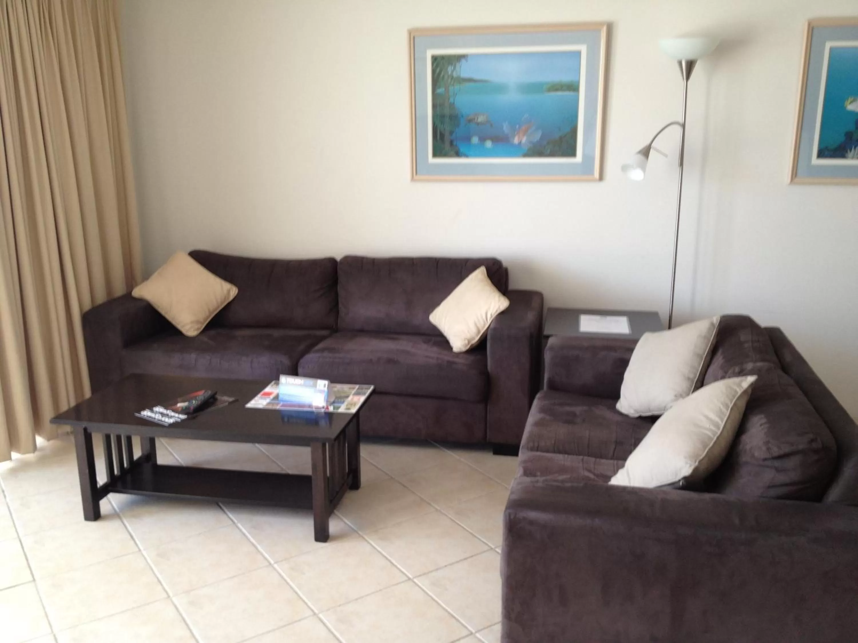 Living room in Pelican Cove Waterfront Apartment