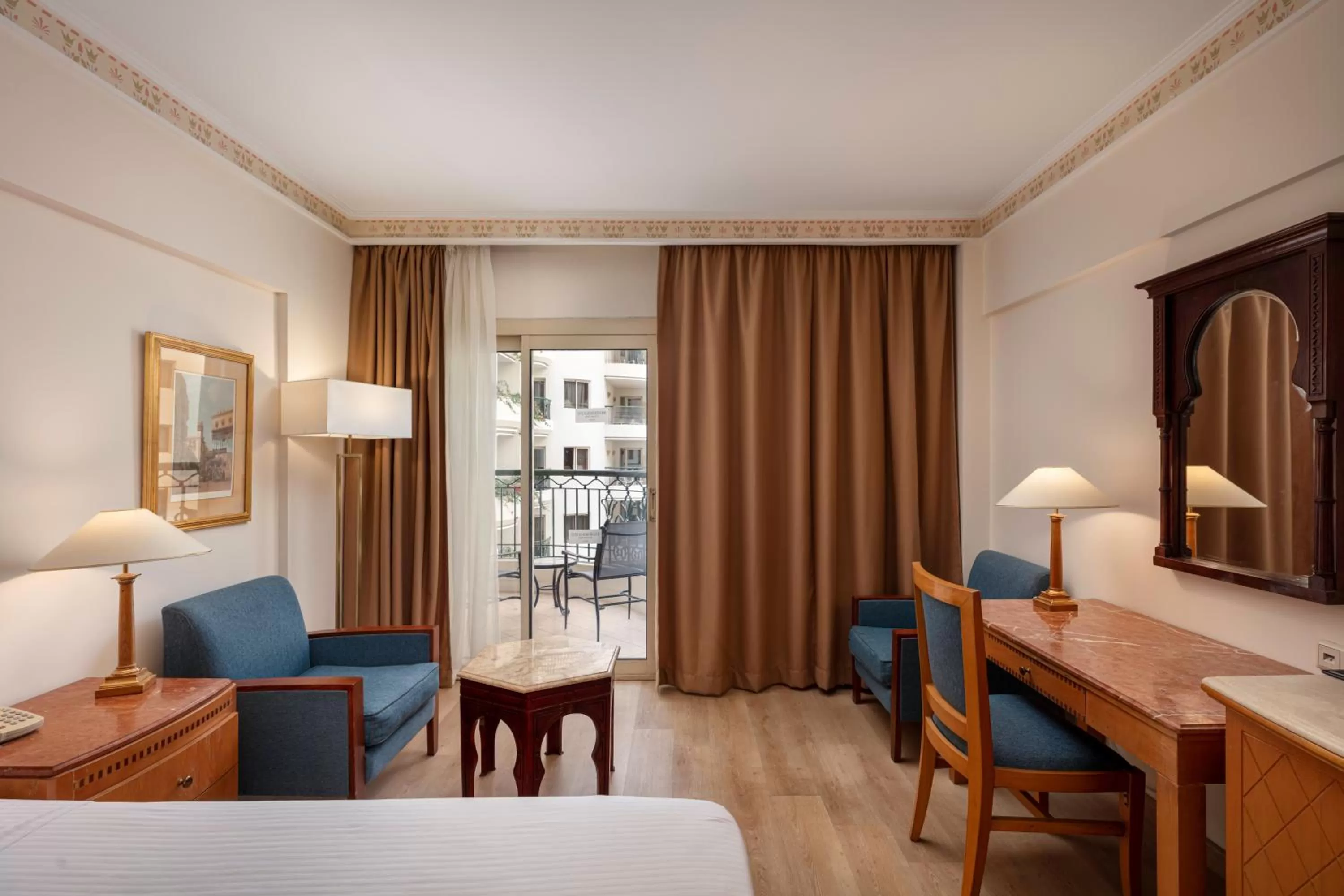 View (from property/room), Bed in Steigenberger Nile Palace Luxor - Convention Center