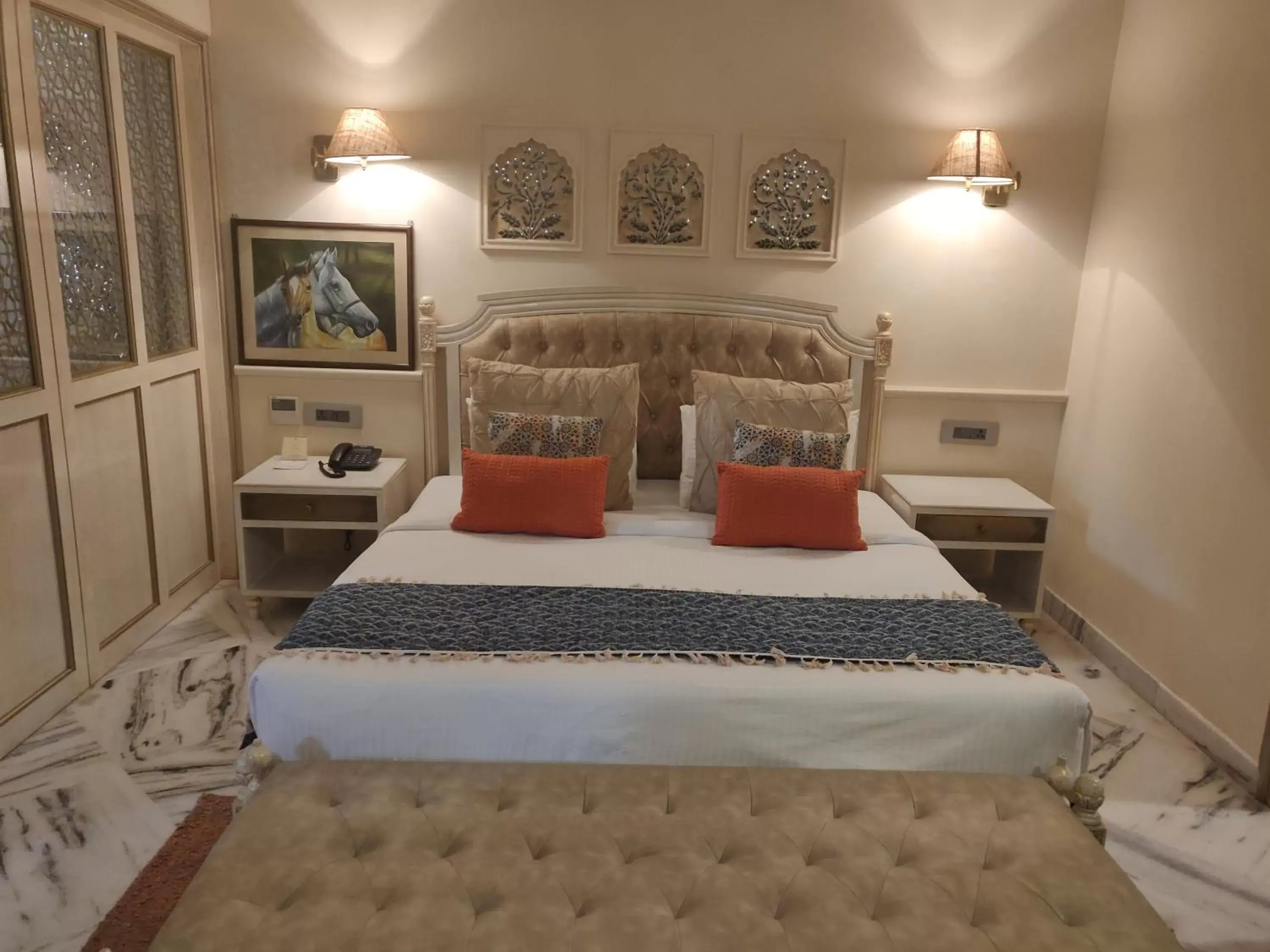 Photo of the whole room, Bed in Laxmi Palace Heritage Boutique Hotel