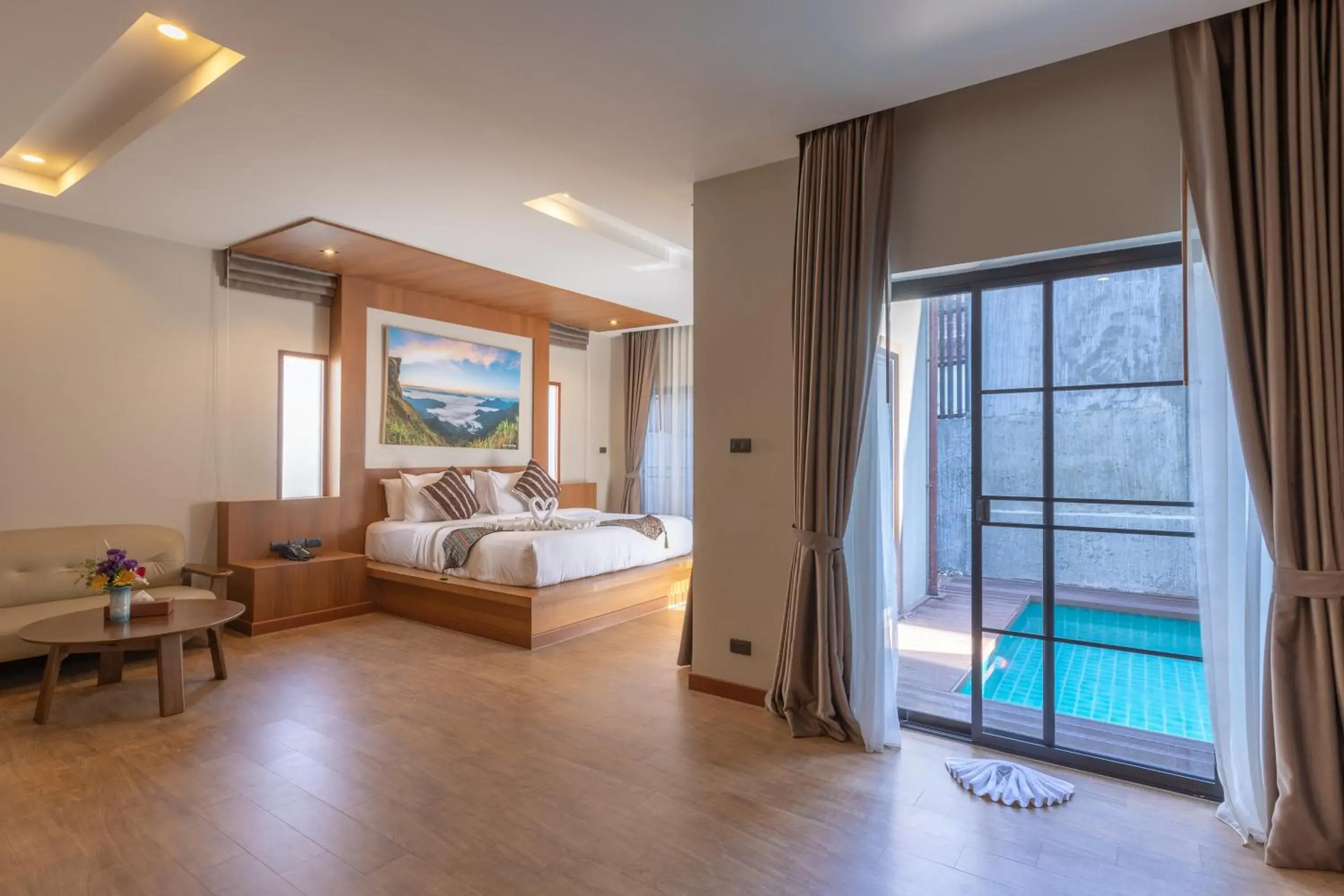 Bedroom, Pool View in Phufa Waree Chiangrai Resort - SHA Extra Plus