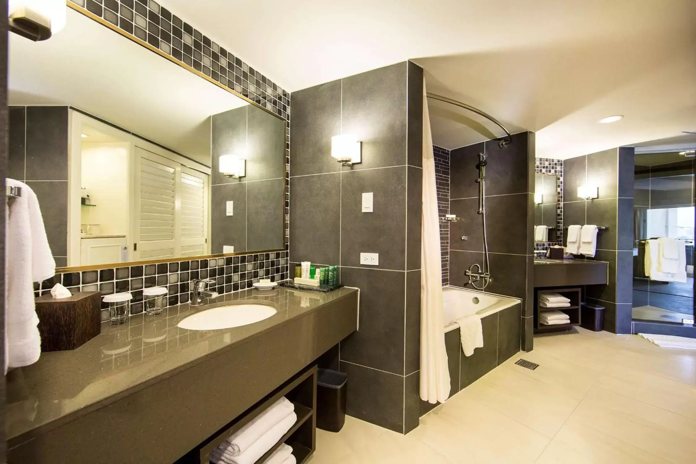 Bed, Bathroom in Hilton Guam Resort & Spa