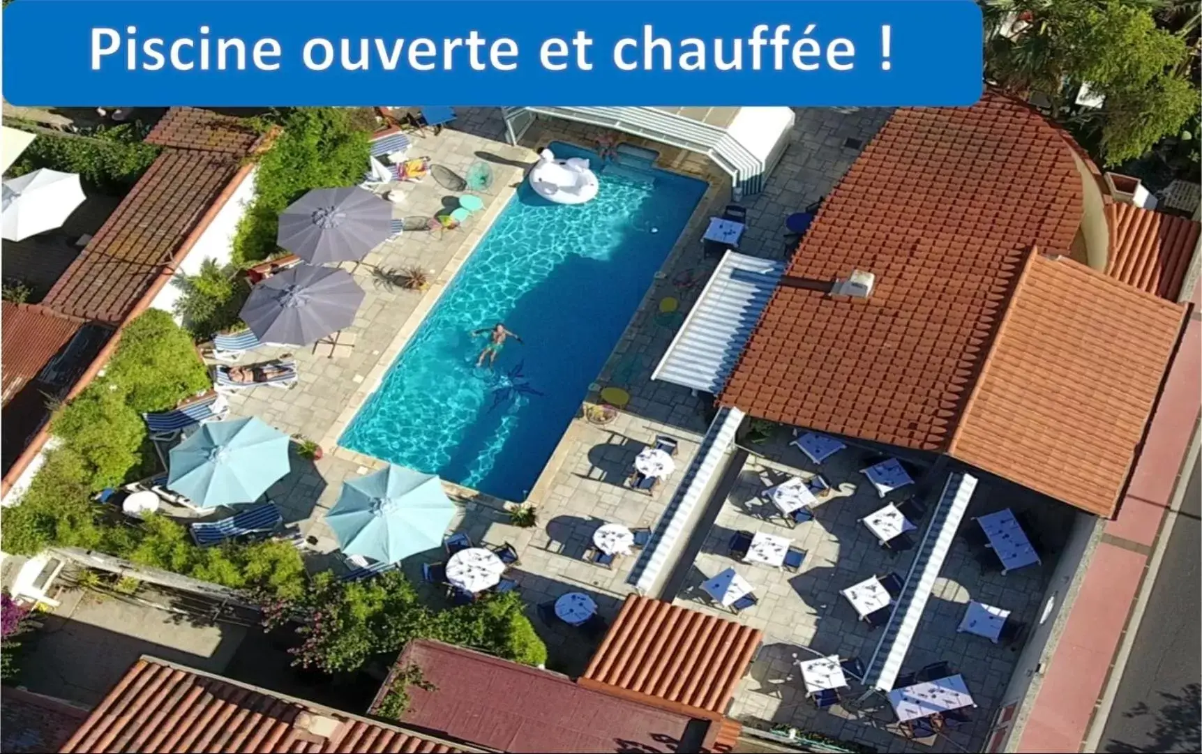 Restaurant/places to eat, Bird's-eye View in Le Galion Hotel et Restaurant Canet Plage - Logis