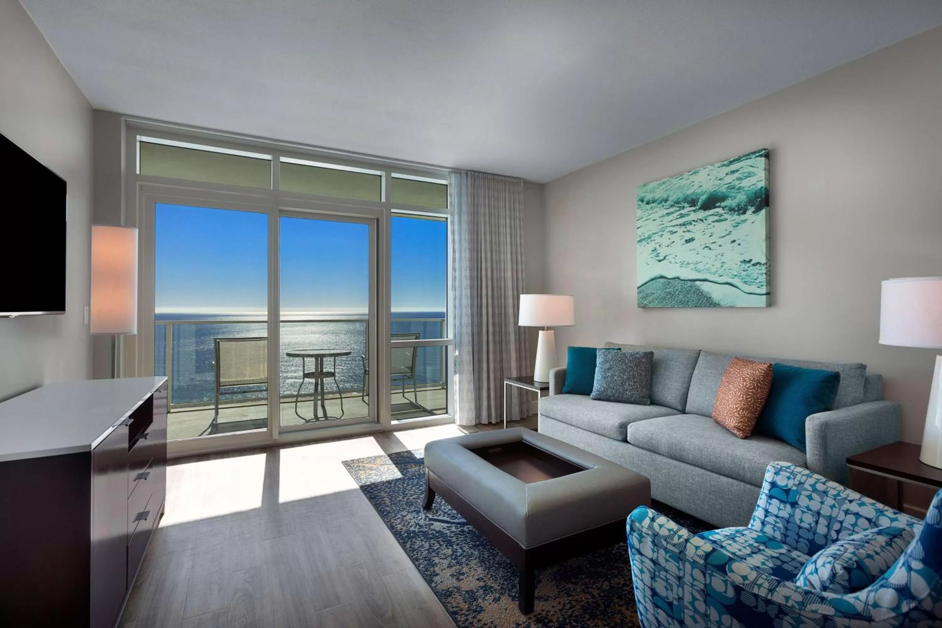 Living room in Hilton Grand Vacations Club Ocean 22 Myrtle Beach