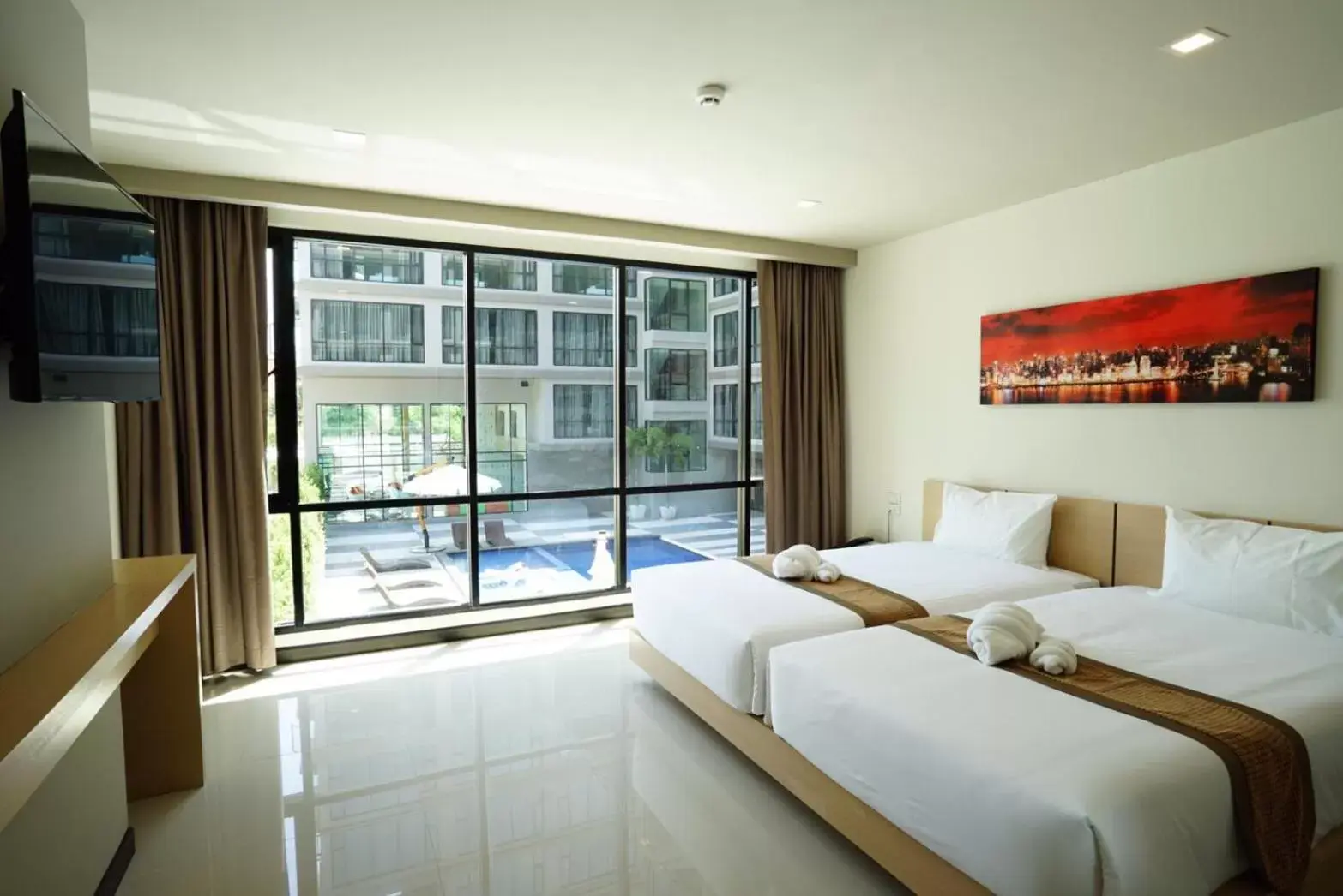 Bedroom, Pool View in Beston Pattaya - SHA Plus Certified