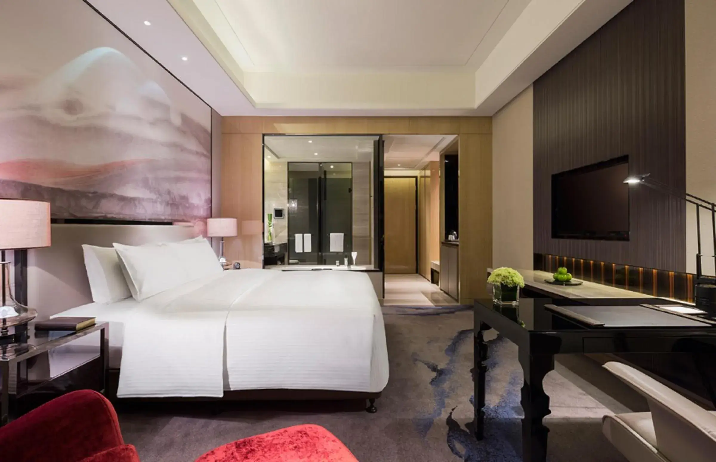 Bedroom, Bed in Wanda Realm Wuhan