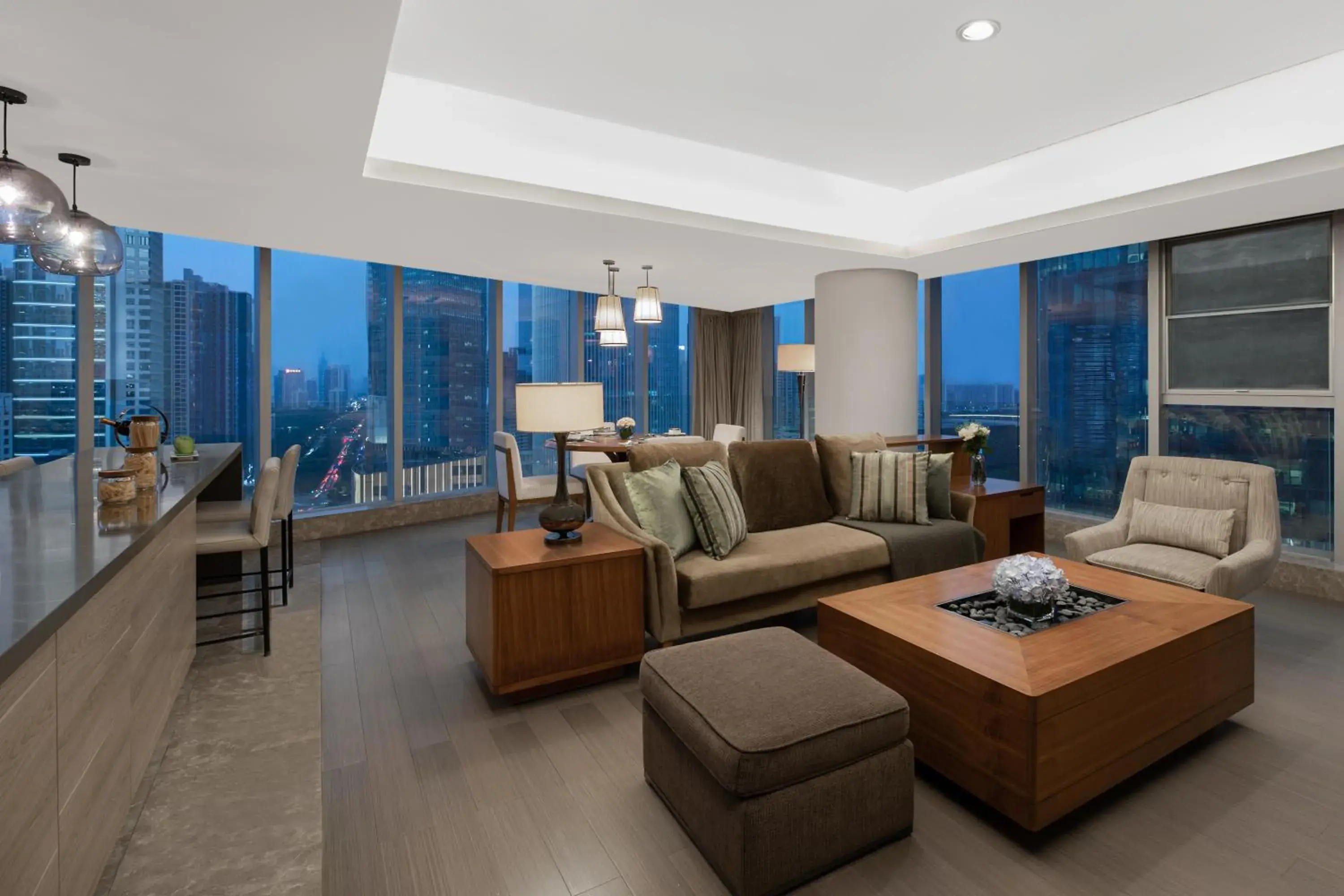 Living room, Seating Area in Ascott IFC Guangzhou Residence