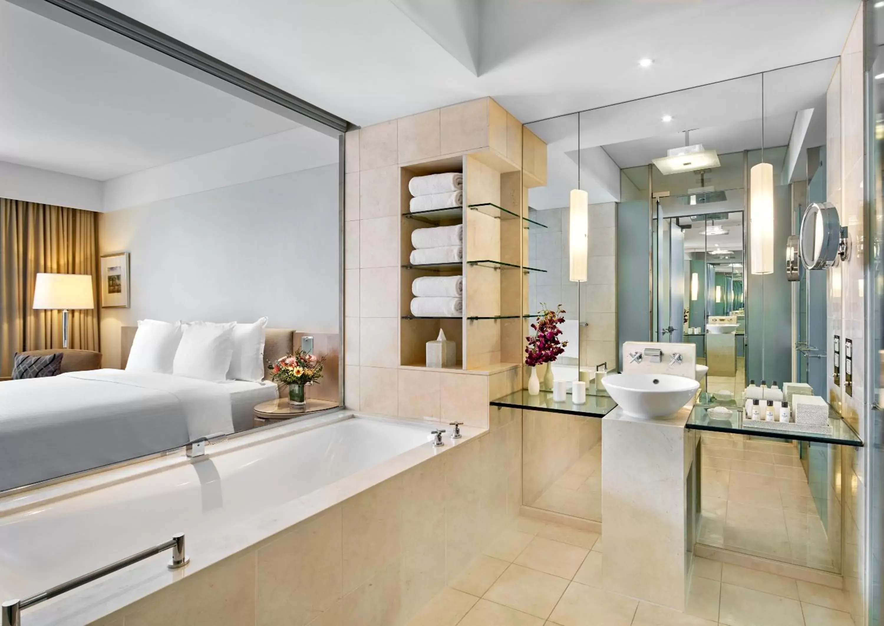 Bathroom, Bed in The Fullerton Hotel Sydney Bathroom, Bed in The Fullerton Hotel Sydney