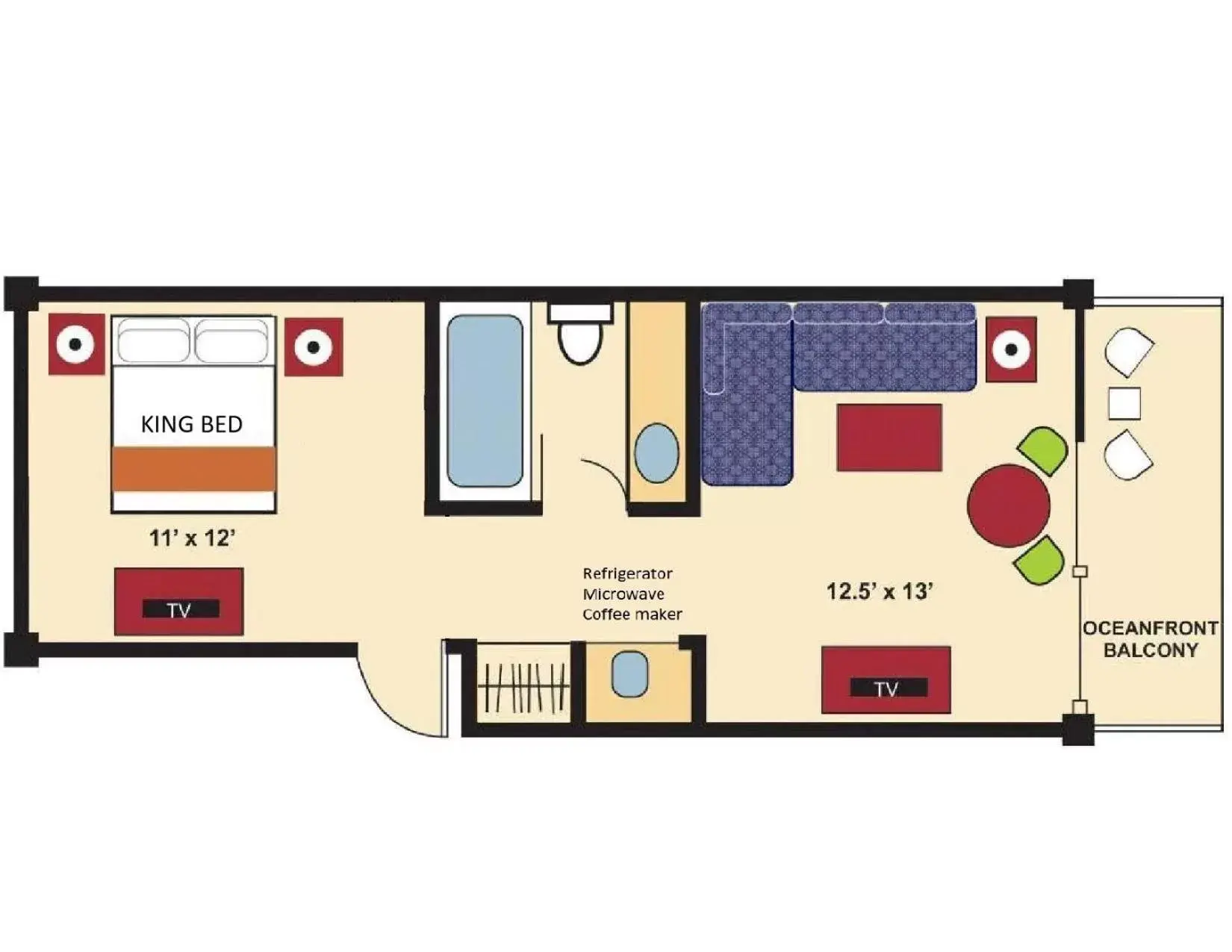 Floor Plan in Coastal Hotel & Suites Virginia Beach - Oceanfront