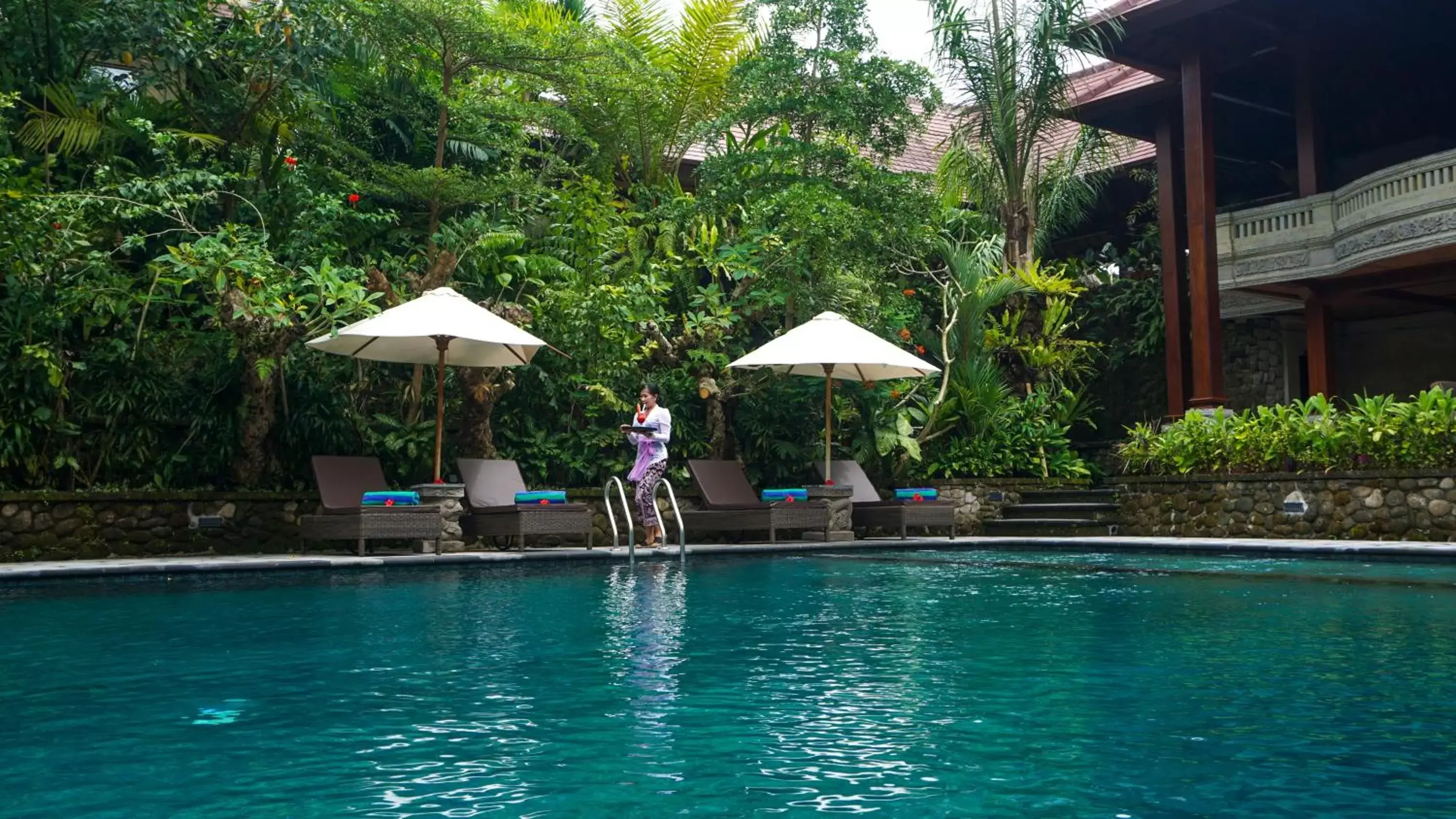 Balcony/Terrace, Swimming Pool in Sakti Garden Resort & Spa