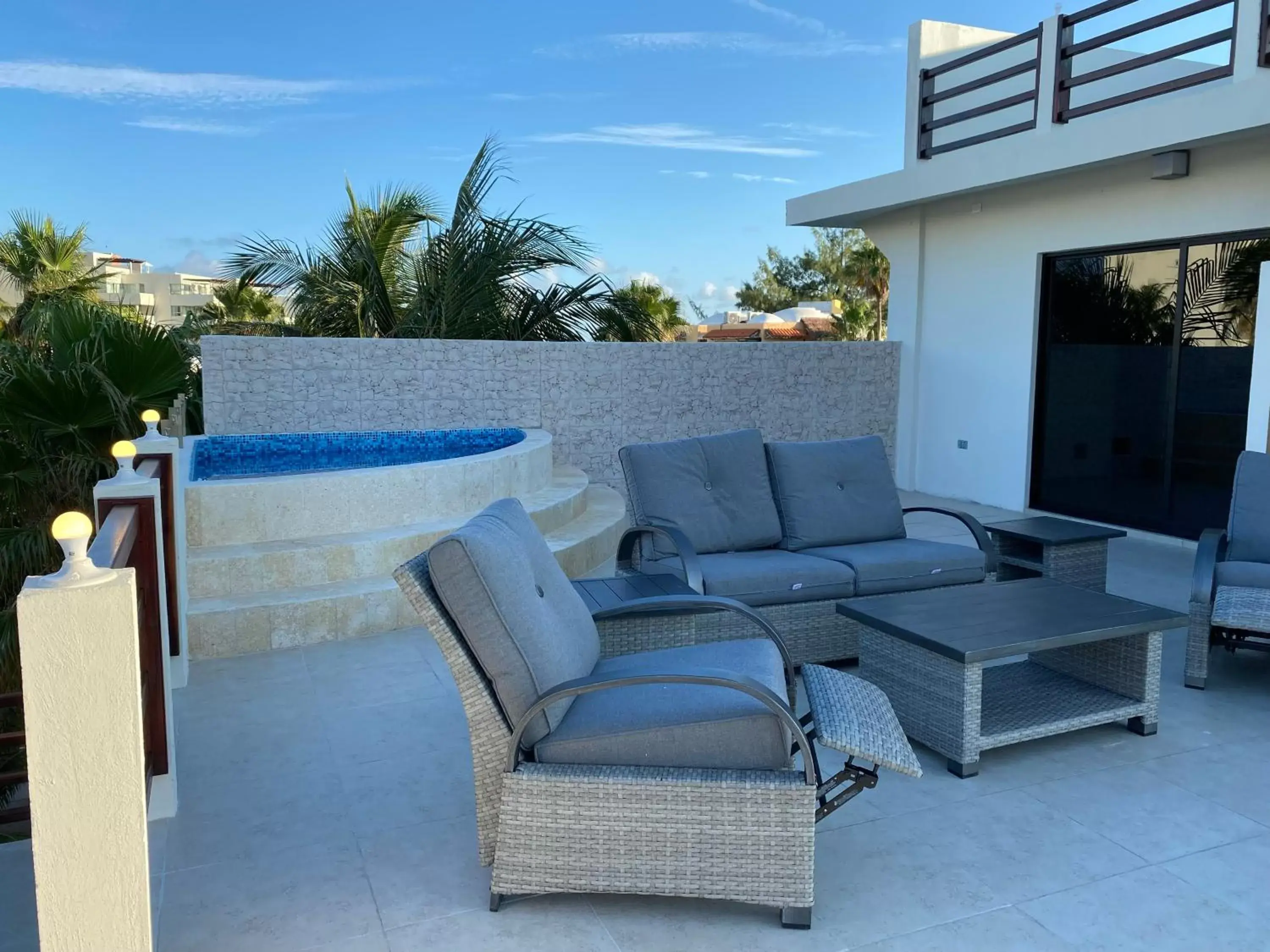 Patio in Cuxos Hotel Beachfront