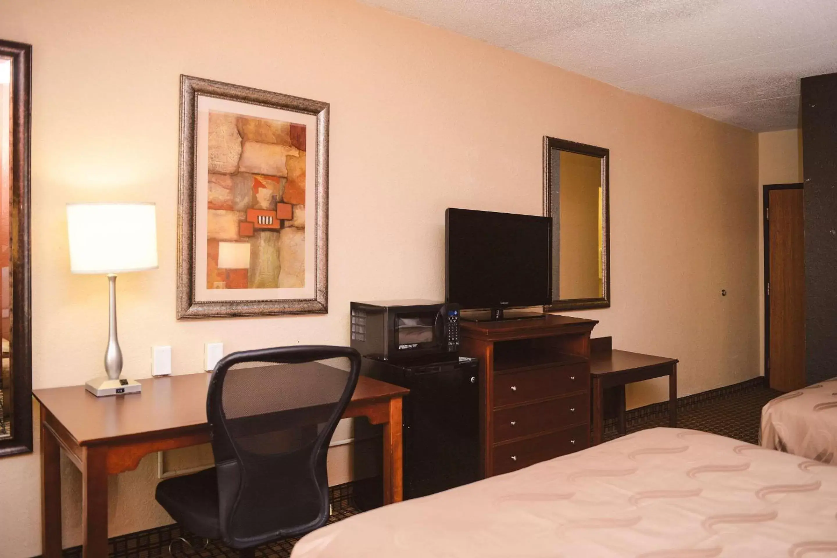 Bathroom, TV/Entertainment Center in Quality Inn & Suites Ames Conference Center Near ISU Campus