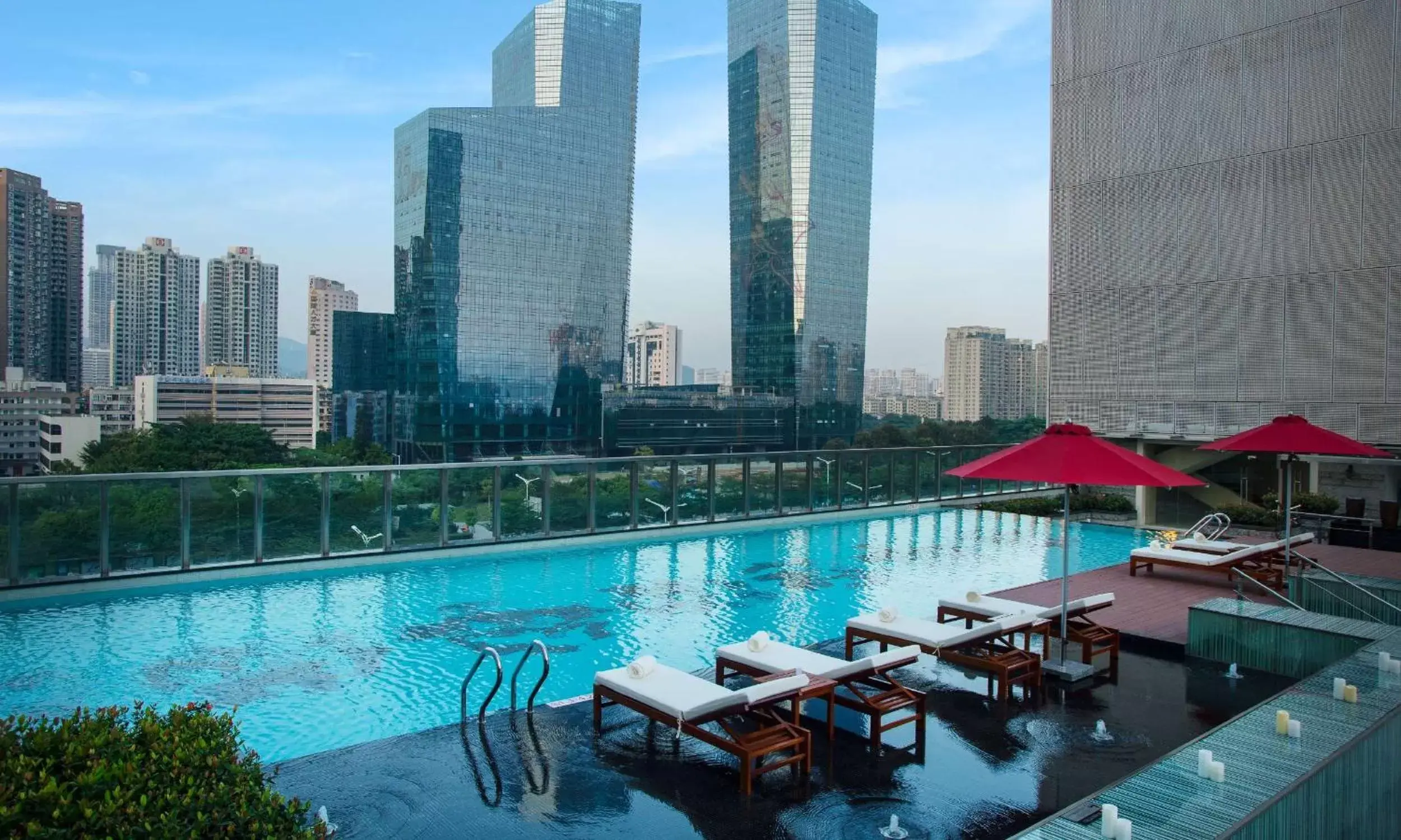 Pool view, Swimming Pool in Hilton Shenzhen Futian, Metro Station at Hotel Front Door, Close to Futian Convention & Exhibition Center