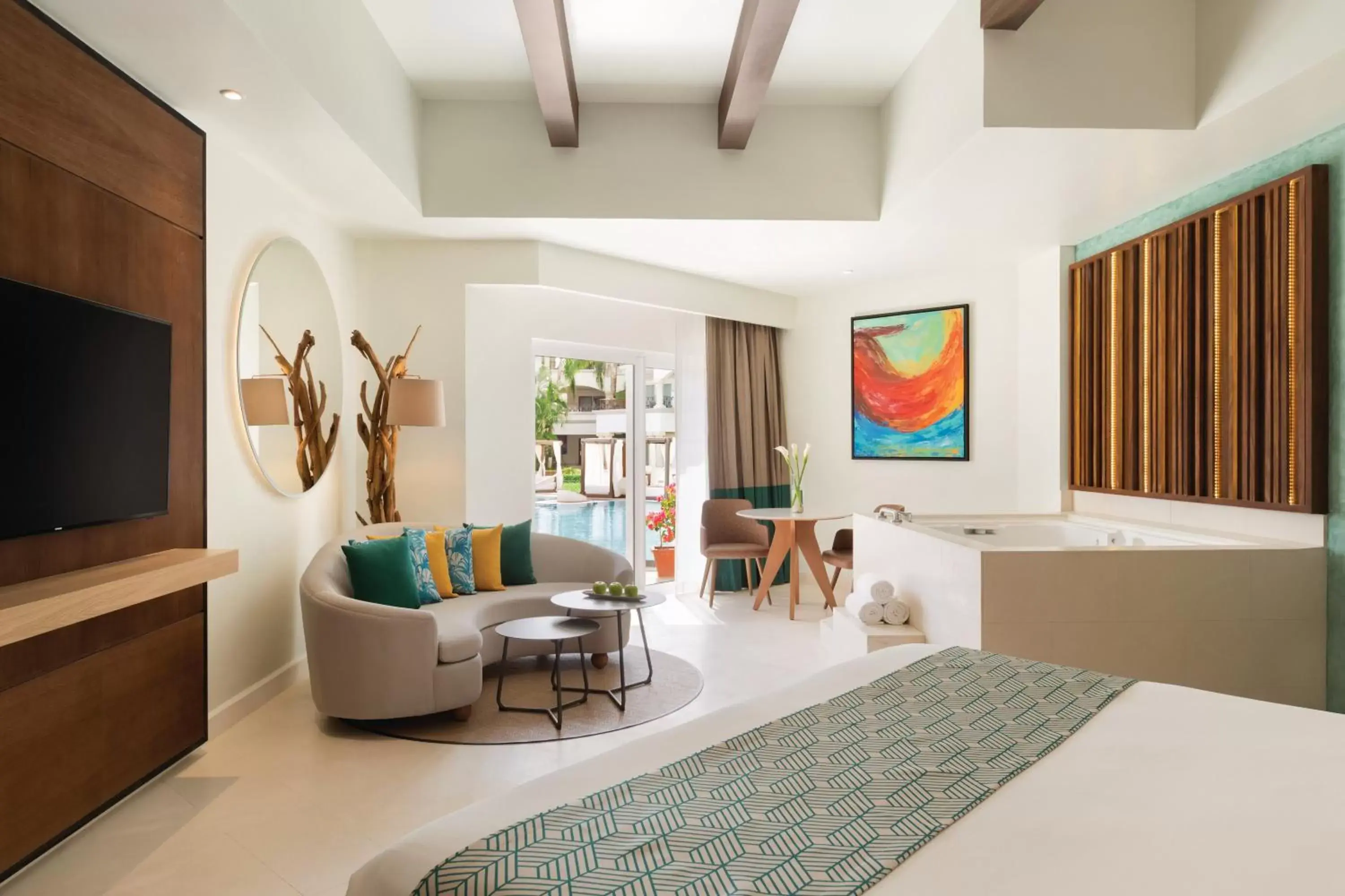 Bedroom, Seating Area in Hilton Playa del Carmen, an All-Inclusive Adult Only Resort