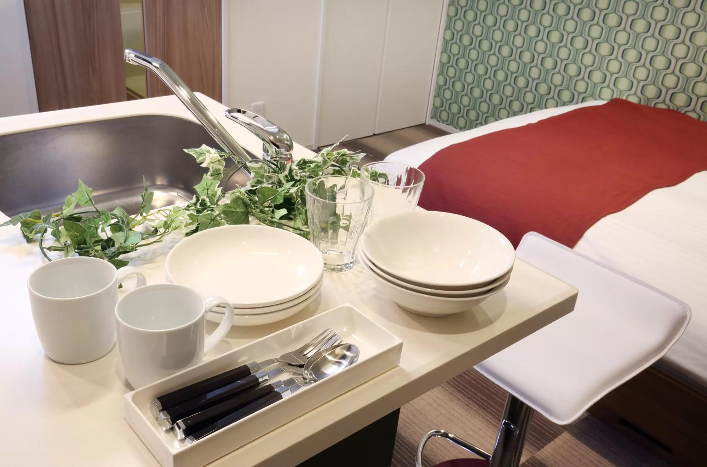 Dining area, Bed in Residence Hotel Hakata 19