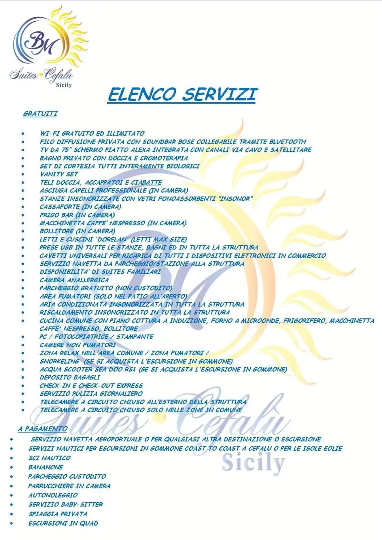 Logo/Certificate/Sign in BM SUITES CEFALU