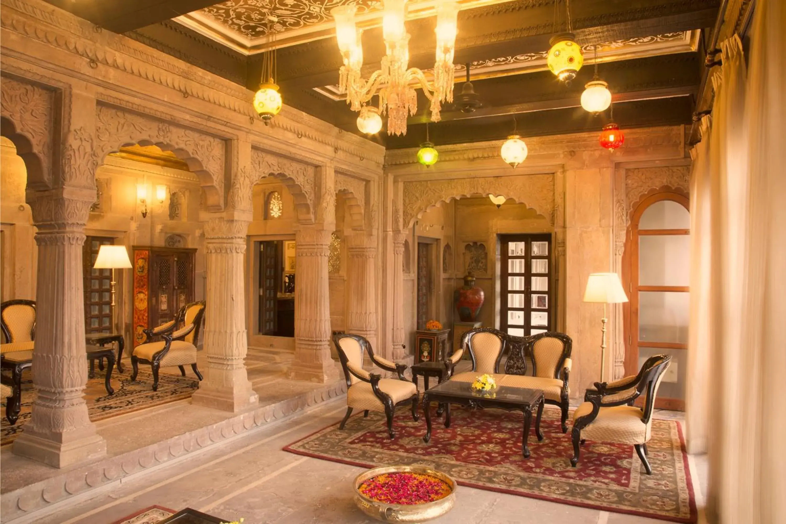 Lobby or reception, Seating Area in BrijRama Palace, Varanasi by the Ganges