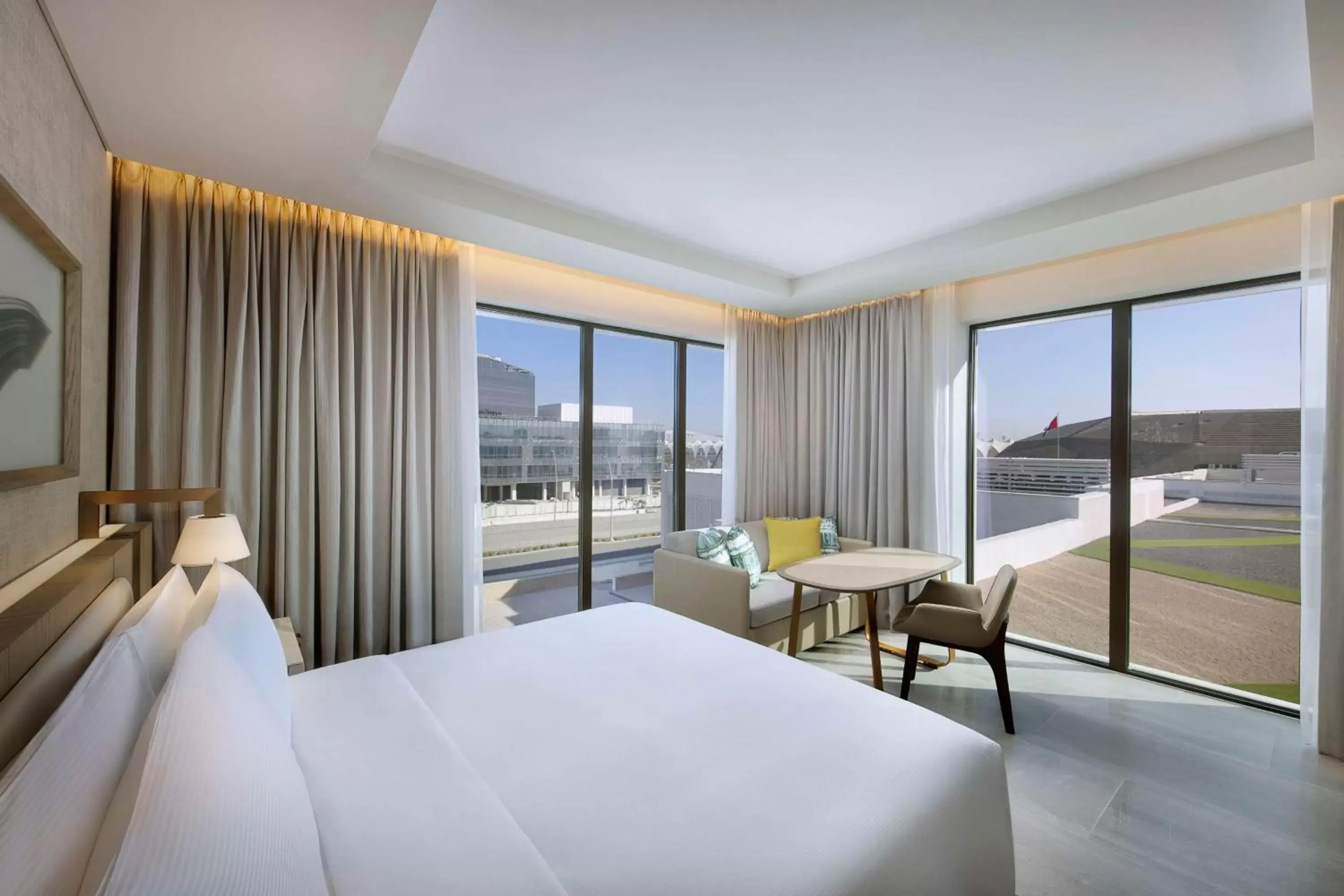 Bed, Mountain View in Hilton Abu Dhabi Yas Island