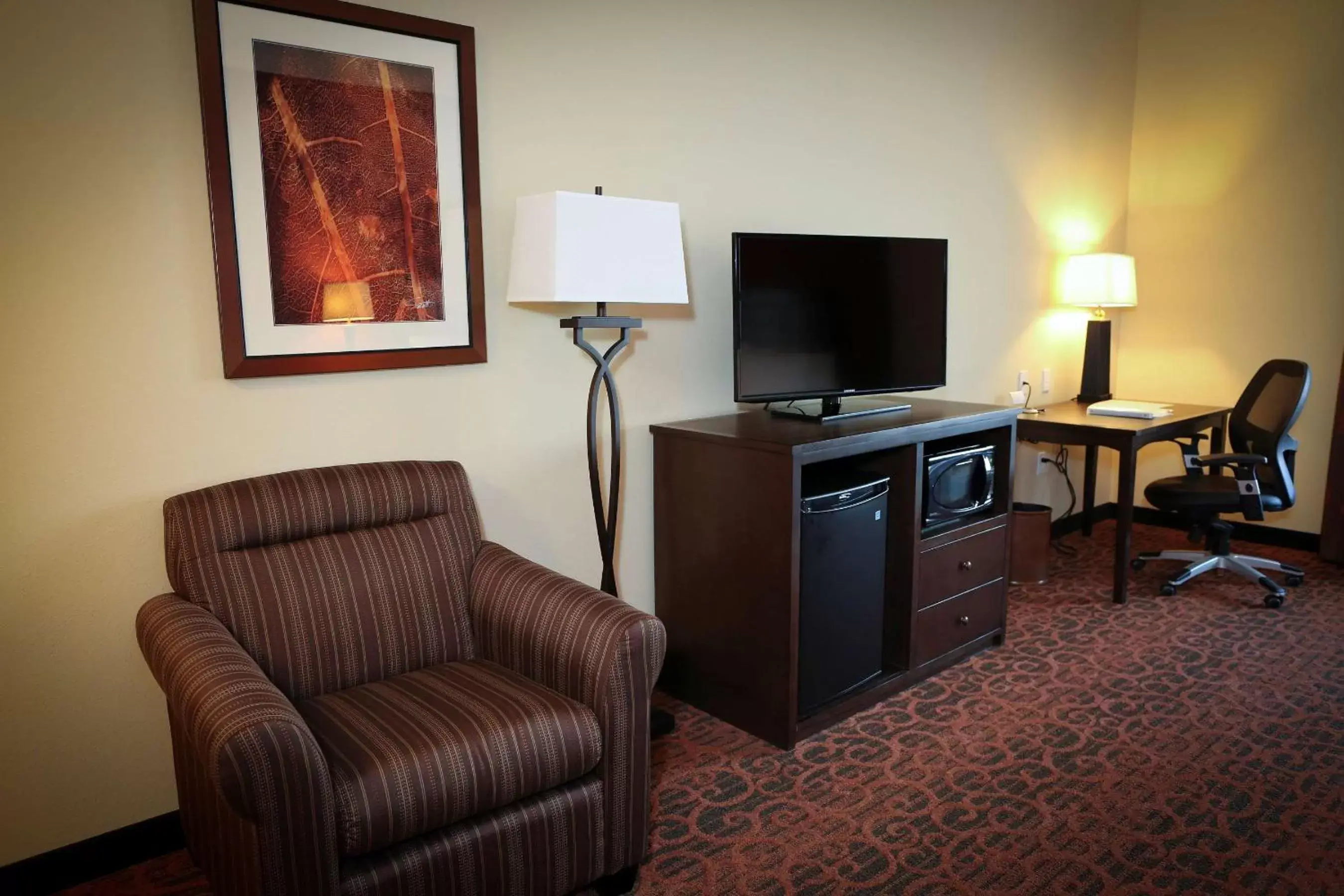 Bed, TV/Entertainment Center in Hampton Inn Union City