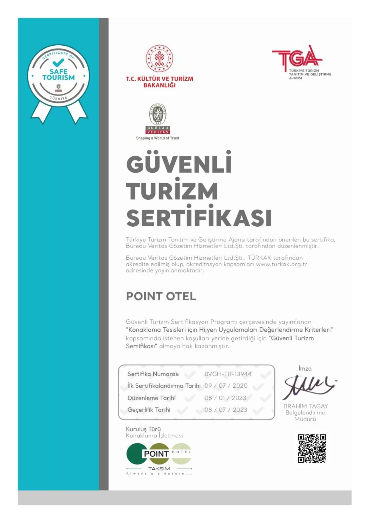 Certificate/Award in Point Hotel Taksim