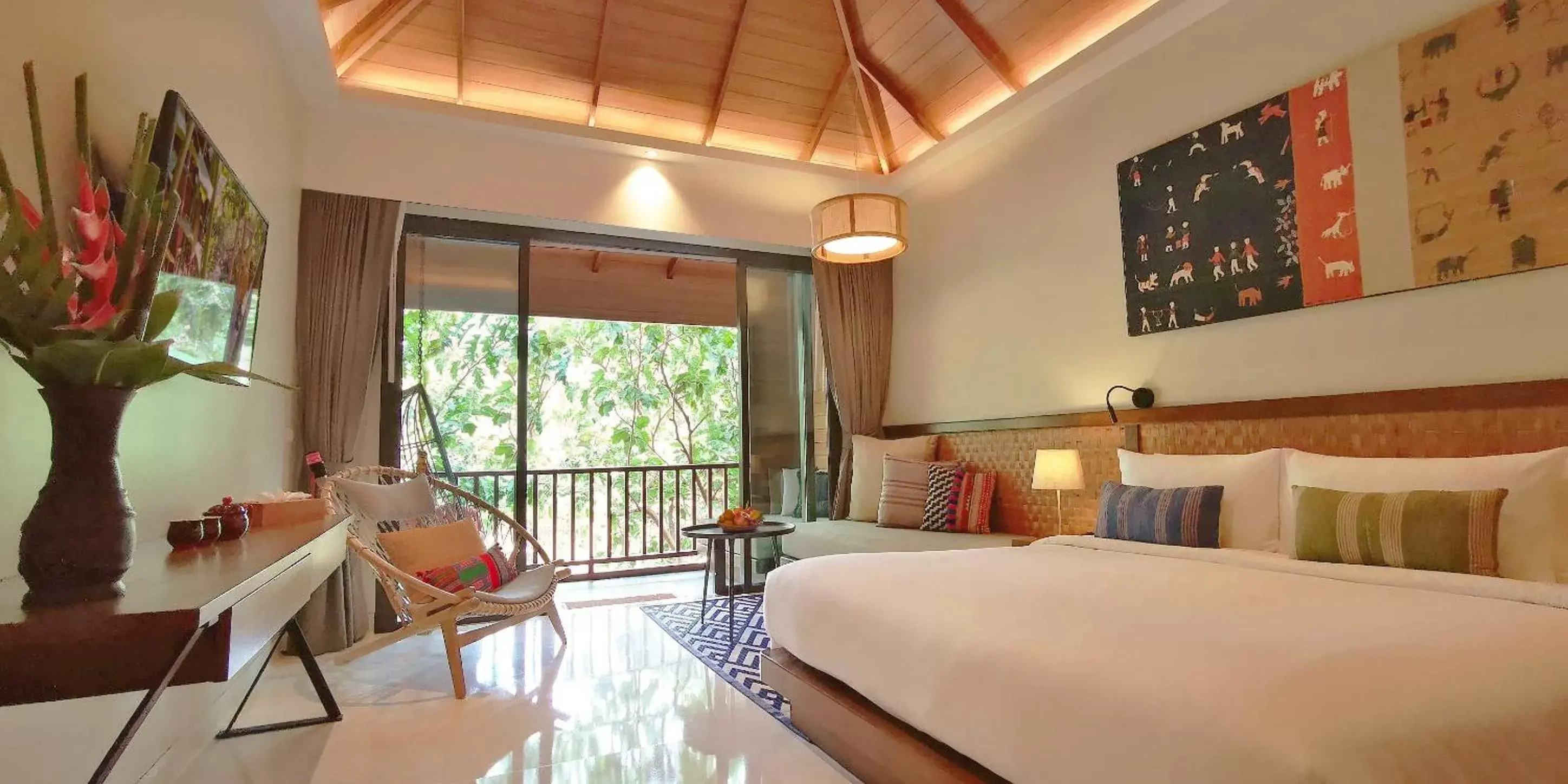 Bed in Pai Village Boutique Resort