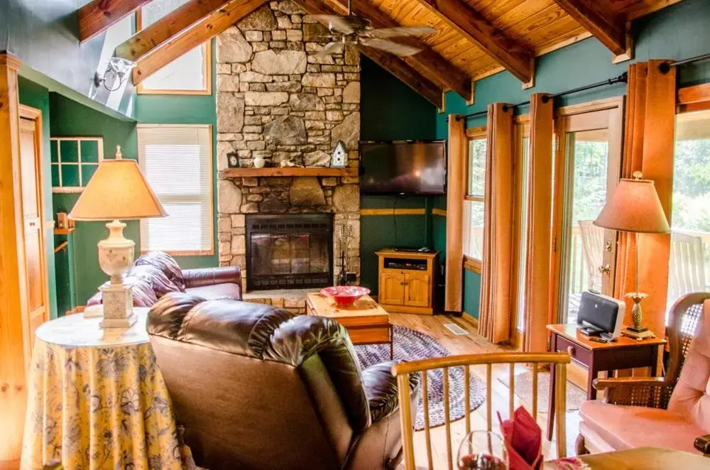 Living room, Seating Area in Asheville Cabins of Willow Winds