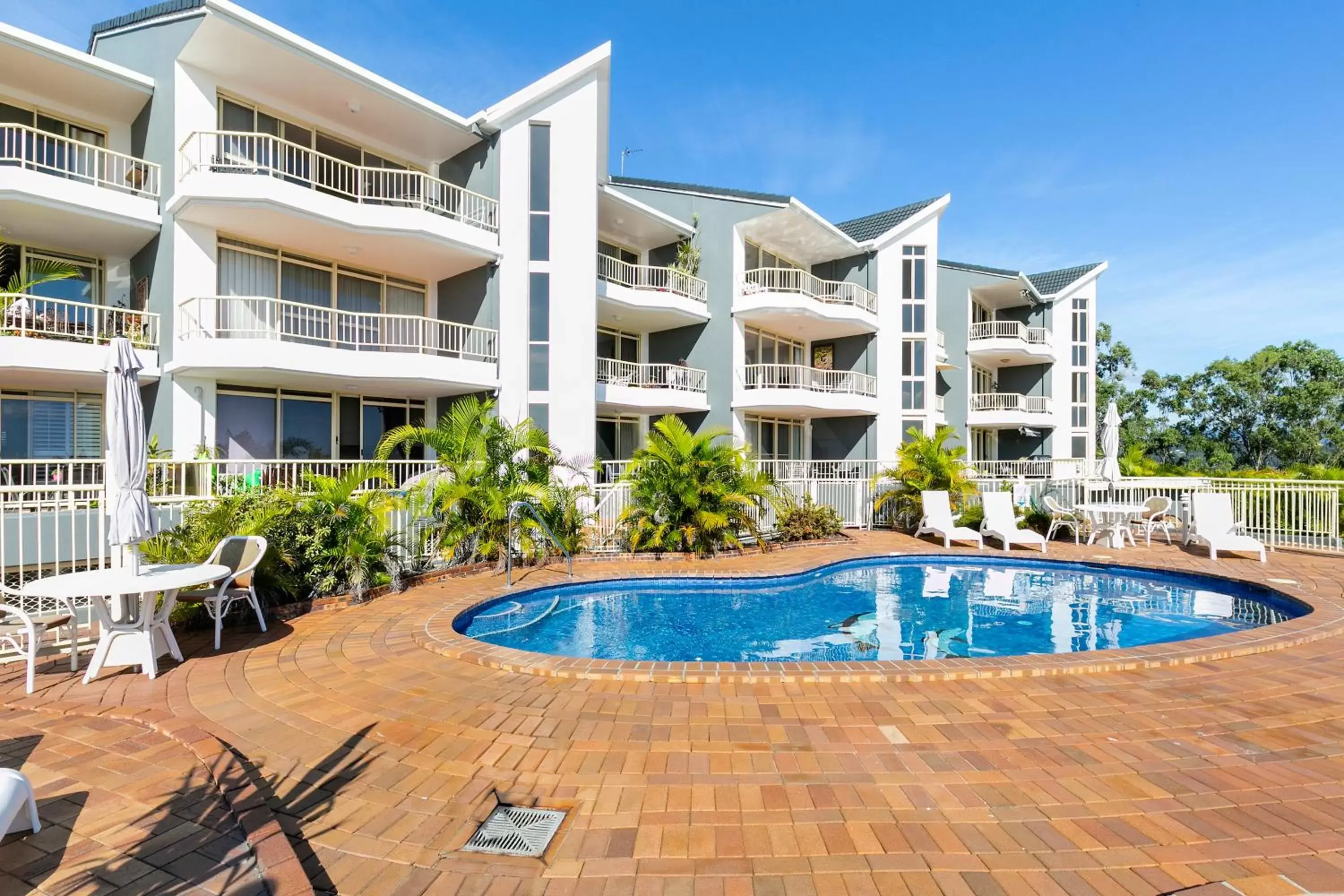 Swimming pool, Property Building in The Hill Apartments Currumbin Beach