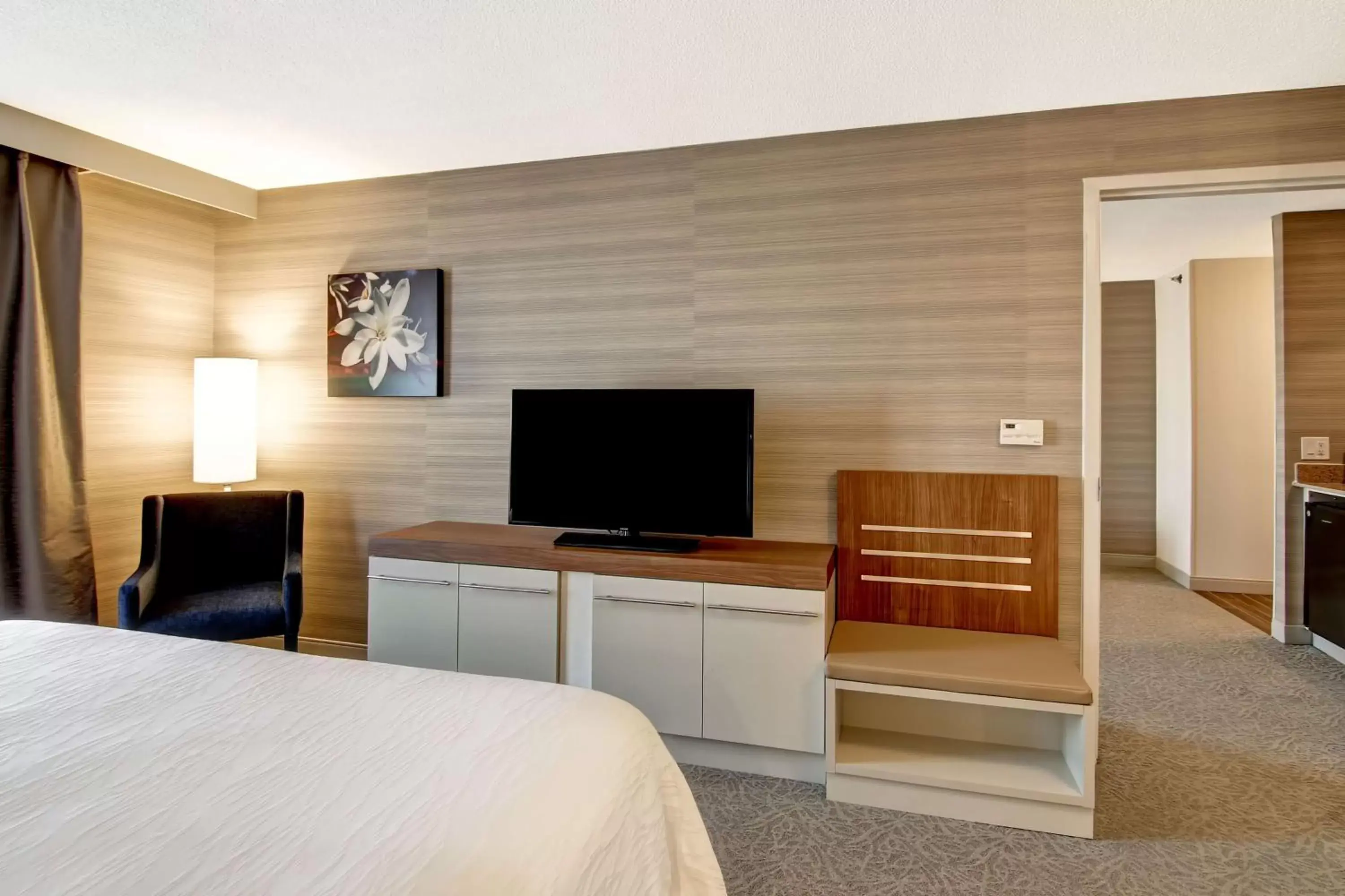 Bedroom, TV/Entertainment Center in Hilton Garden Inn Toronto/Mississauga