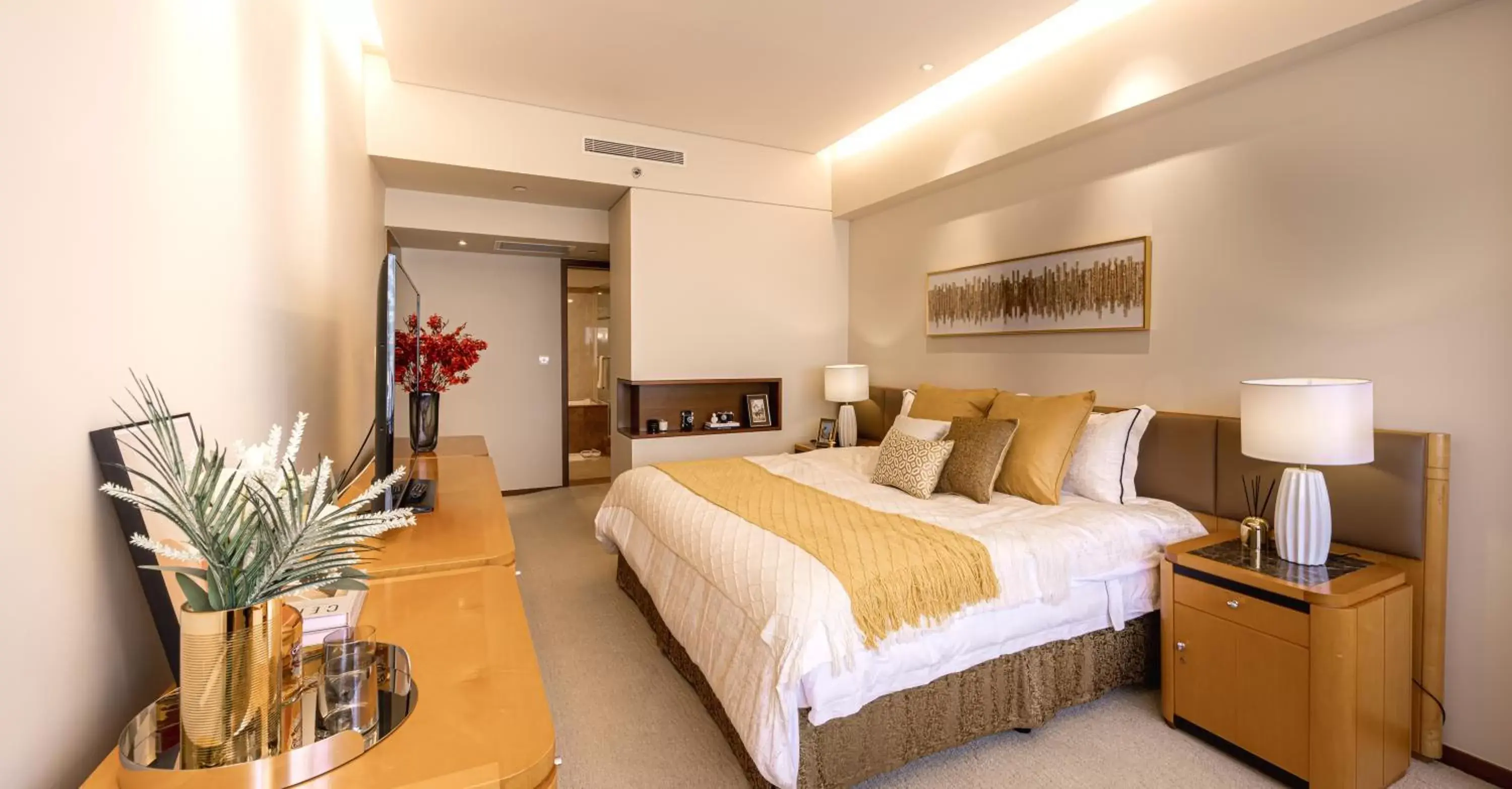 Bed in Shanghai Centre Serviced Apartment