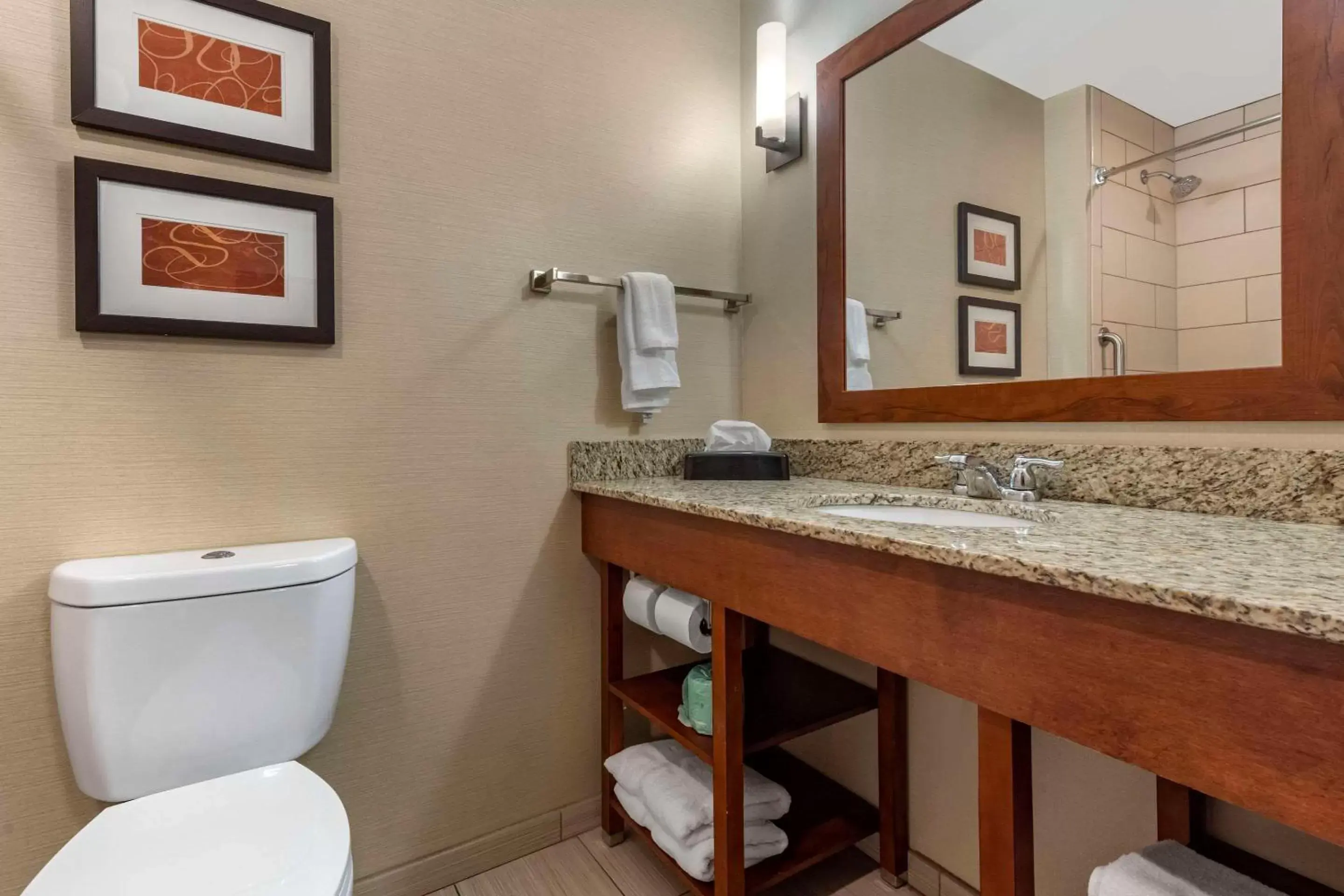 Bedroom, Bathroom in Comfort Suites Bridgeport - Clarksburg