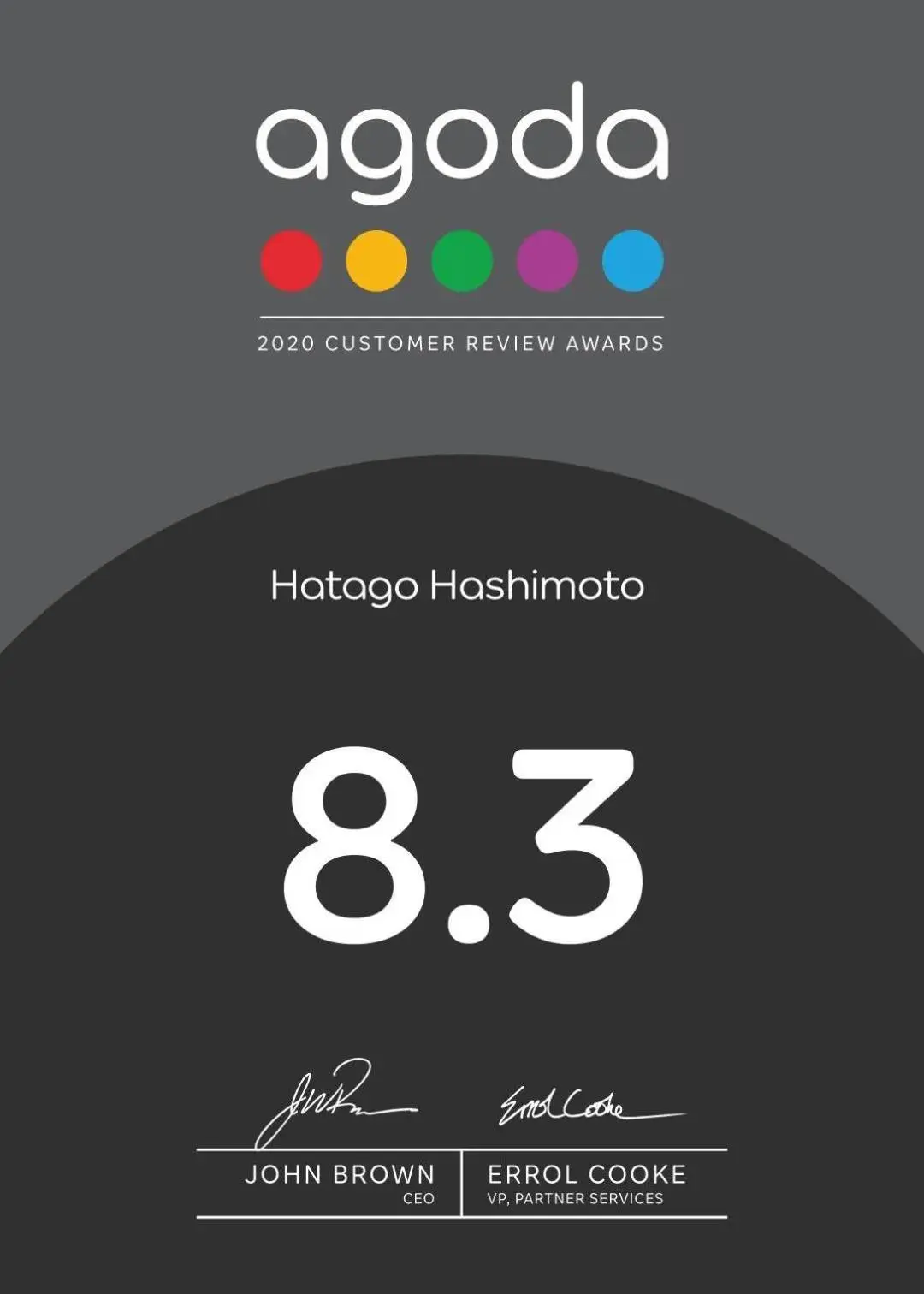 Certificate/Award in Hatago Hashimoto