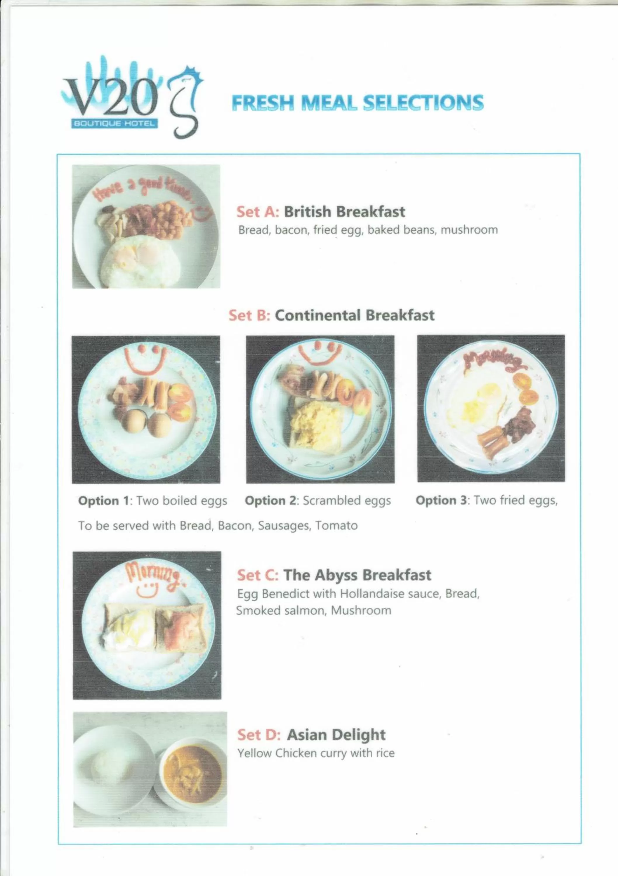 Breakfast in V20 Boutique Jacuzzi Hotel