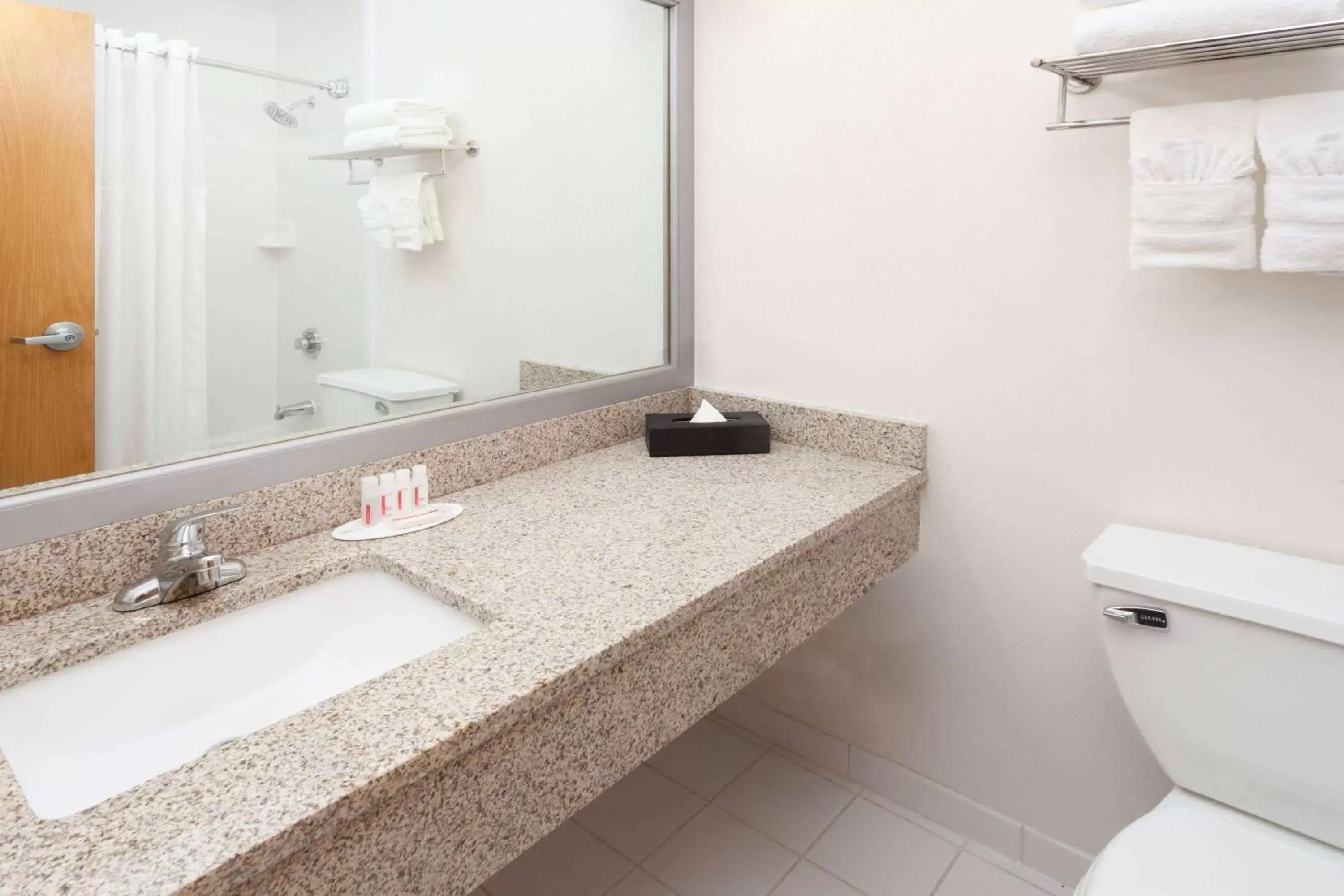 Bathroom in Ramada Plaza by Wyndham Chicago North Shore