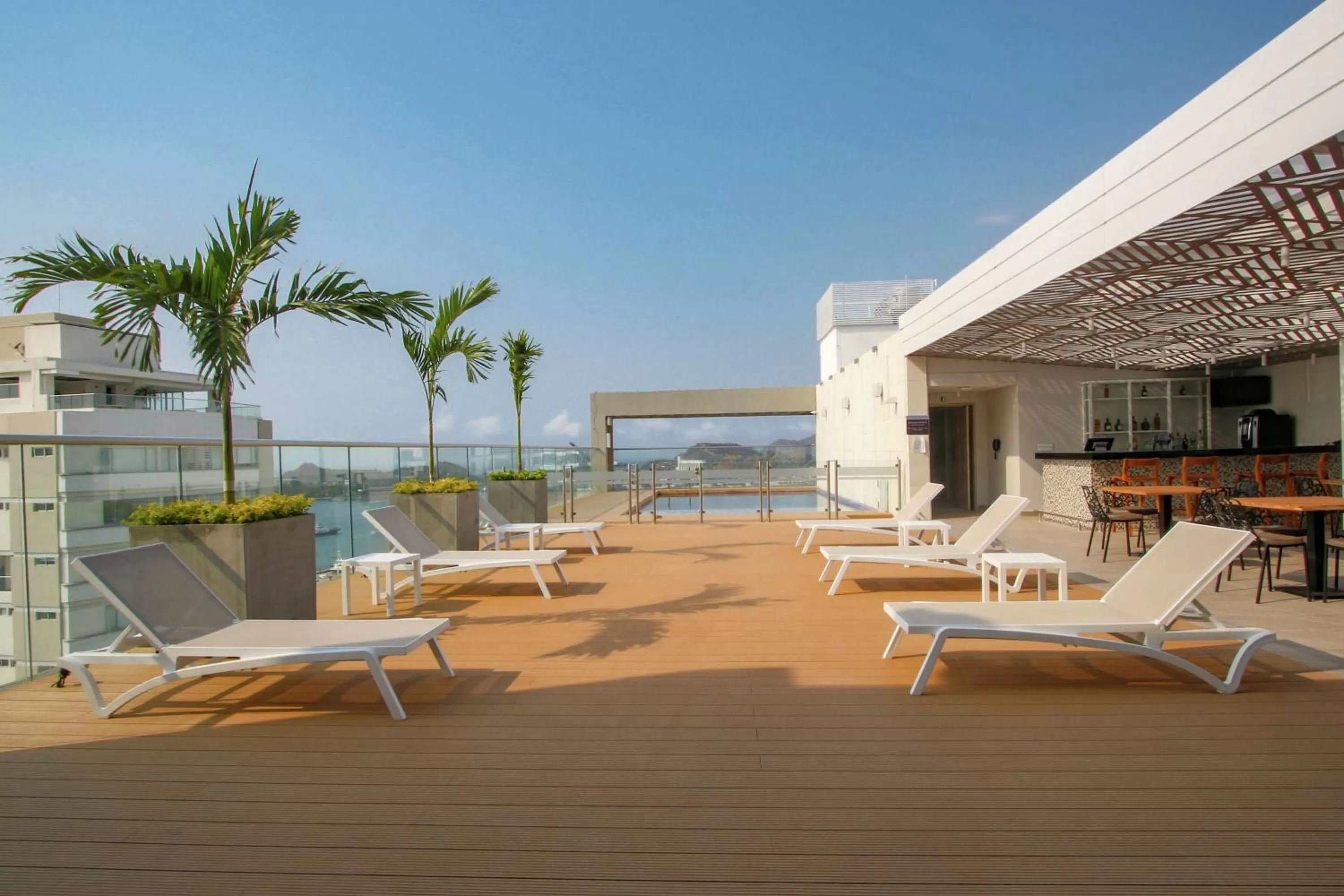 Pool view in Hilton Garden Inn Santa Marta