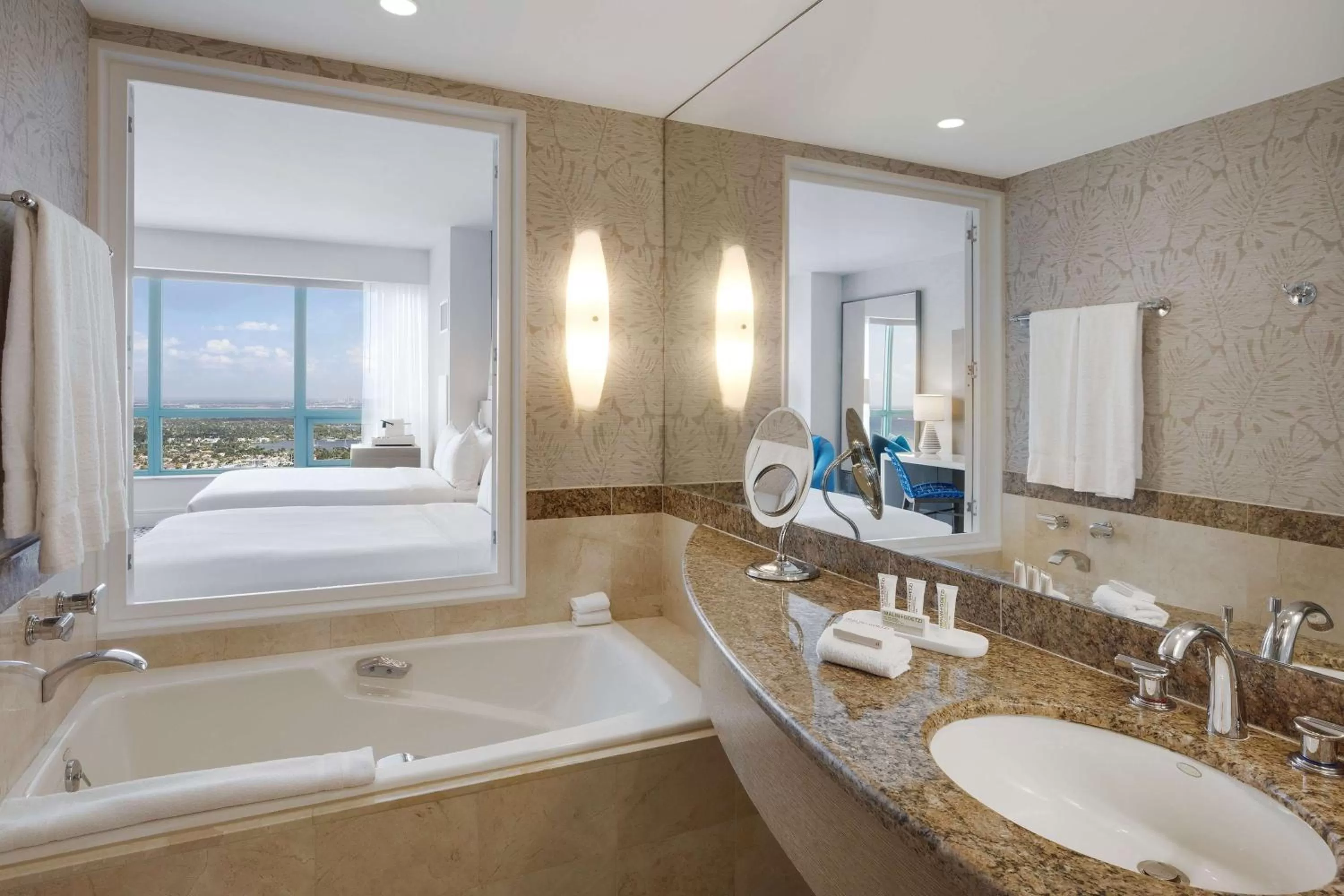 Bathroom, Bed in The Diplomat Beach Resort Hollywood, Curio Collection by Hilton