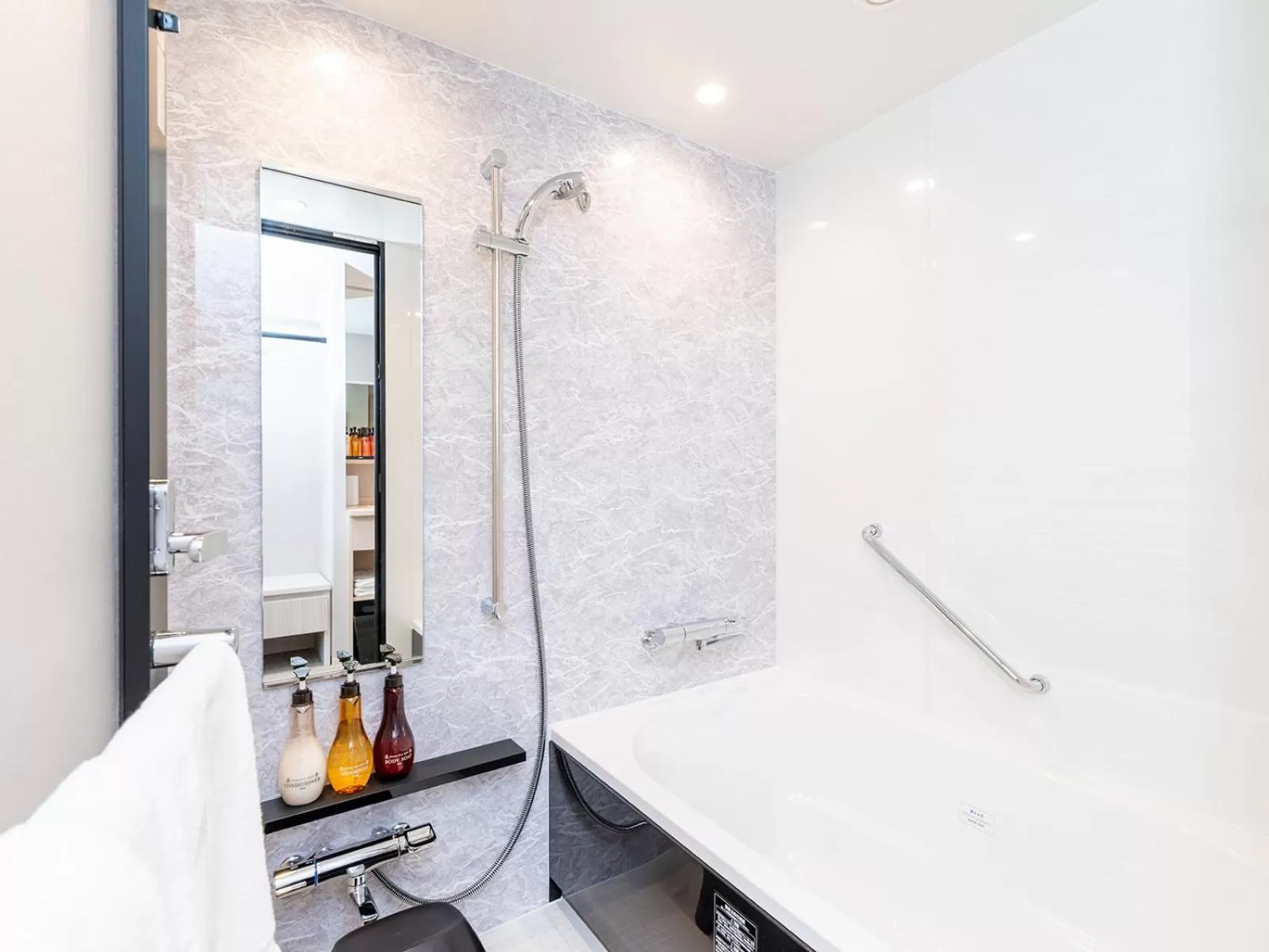 Bathroom, Bed in Hiyori Hotel Osaka Namba Station