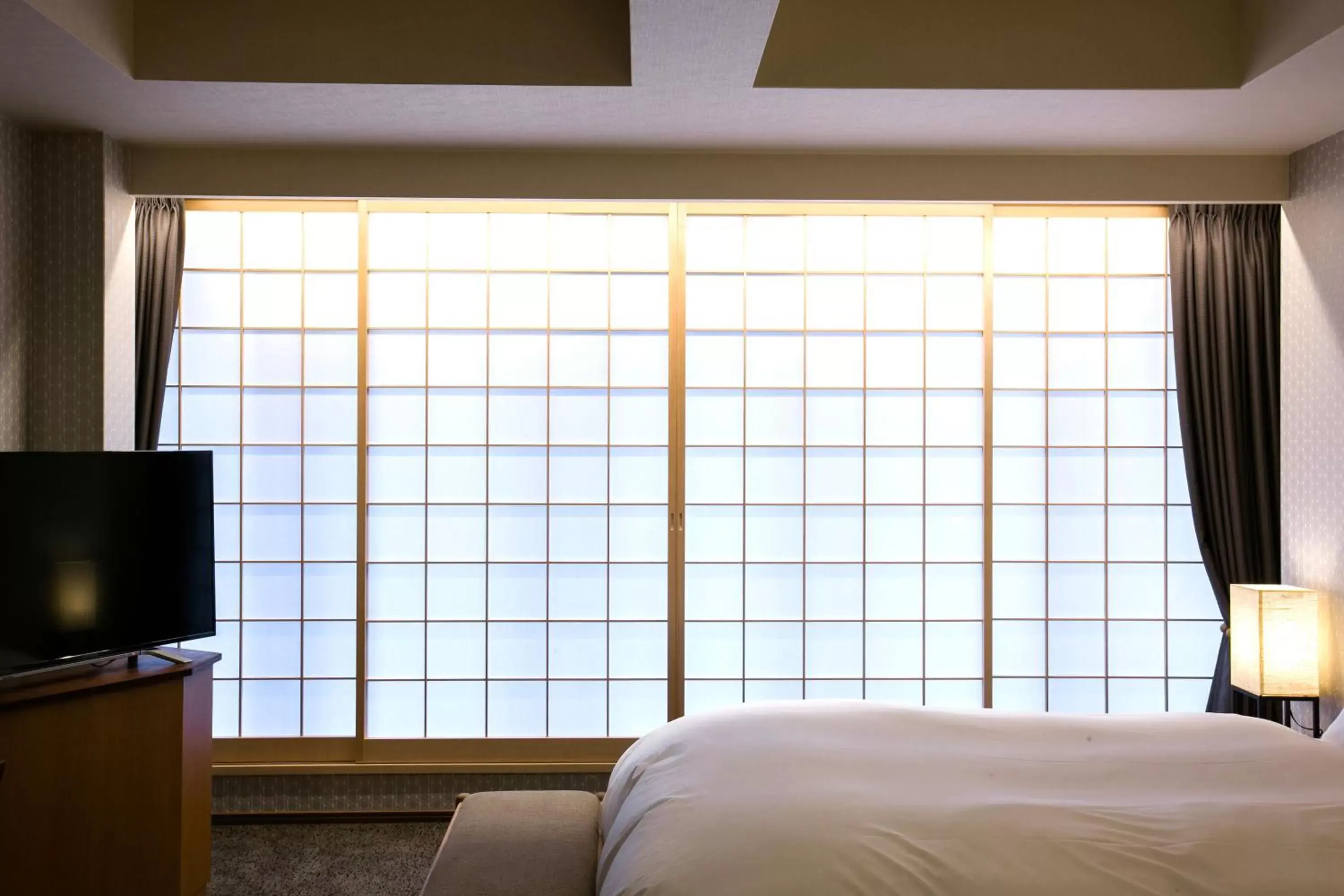 Decorative detail, Bed in Kyoto Kamanza Hotel