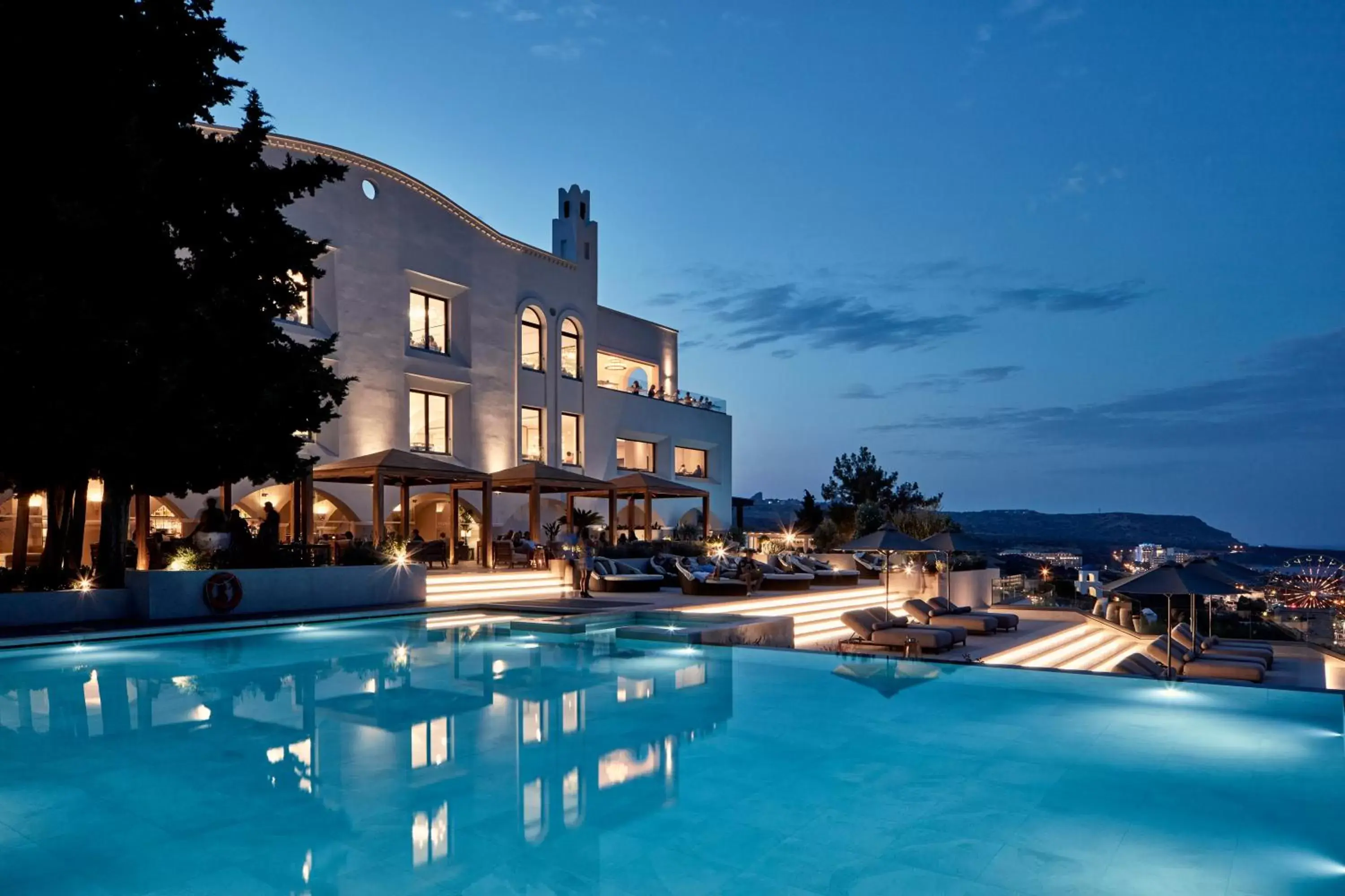 Night, Swimming Pool in Esperos Village Blue & Spa - Adults Only