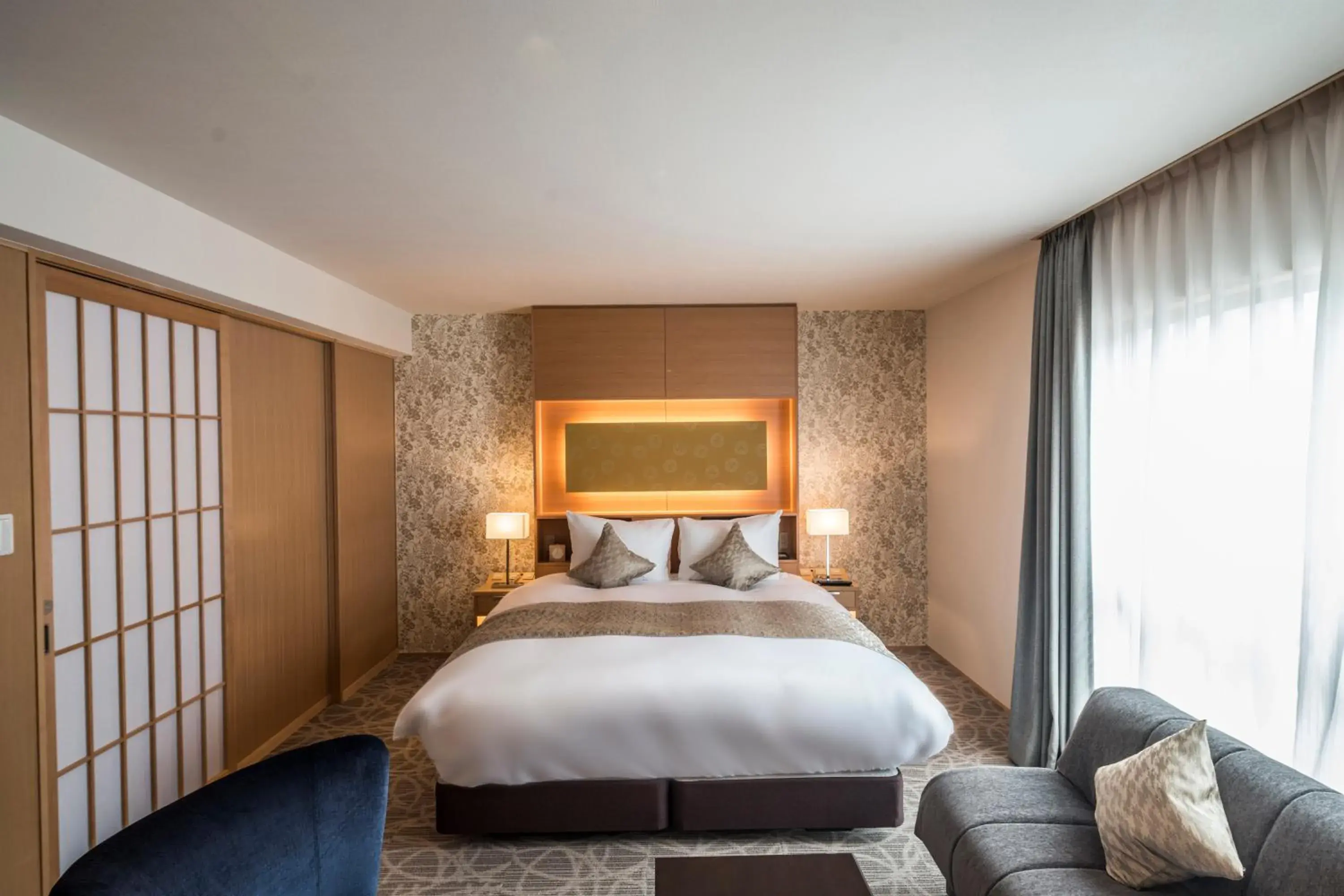 Bed in Kyoto Shinmachi Rokkaku Hotel grandereverie