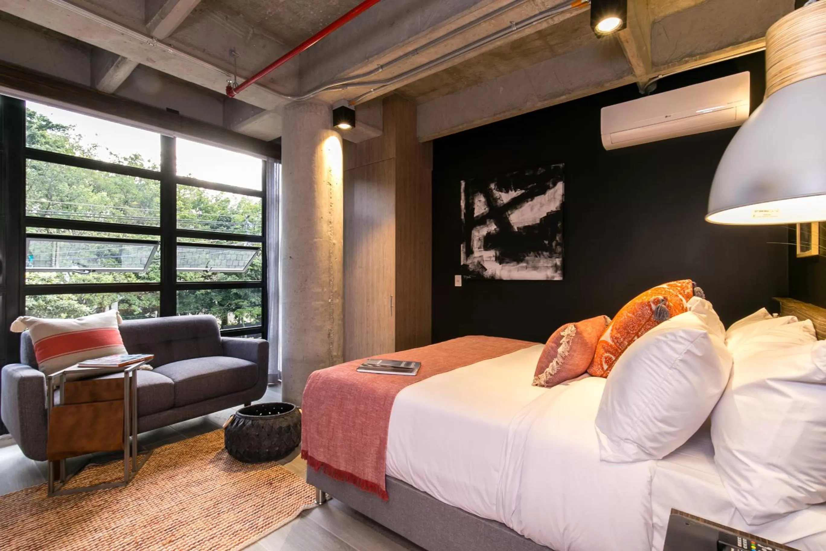 Bed in Factory Lofts Hotel