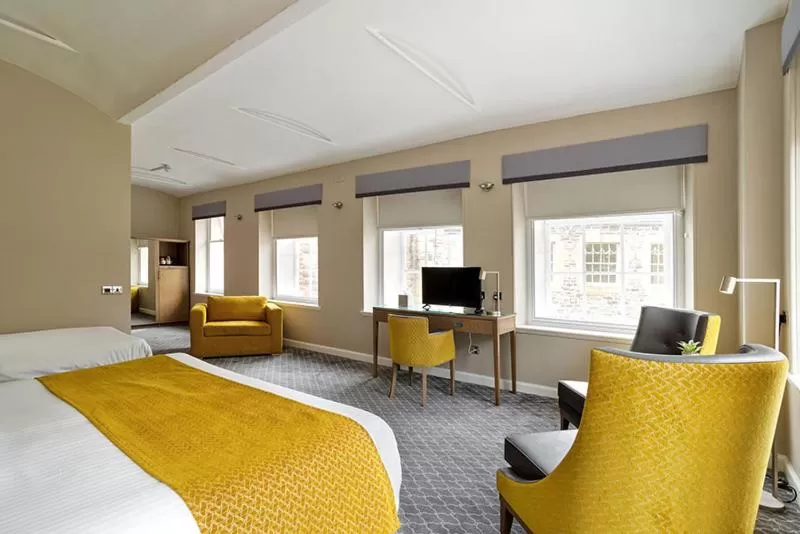 Bed in New Lanark Mill Hotel