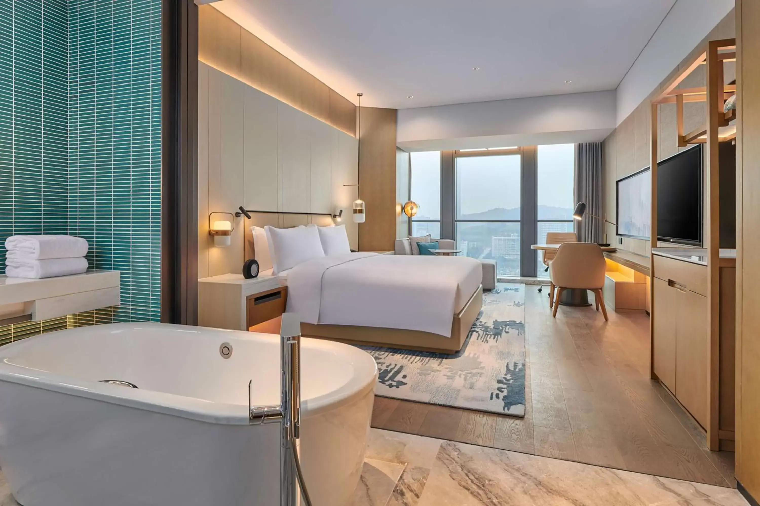Bed, Bathroom in Hilton Chongqing Liangjiang New Area