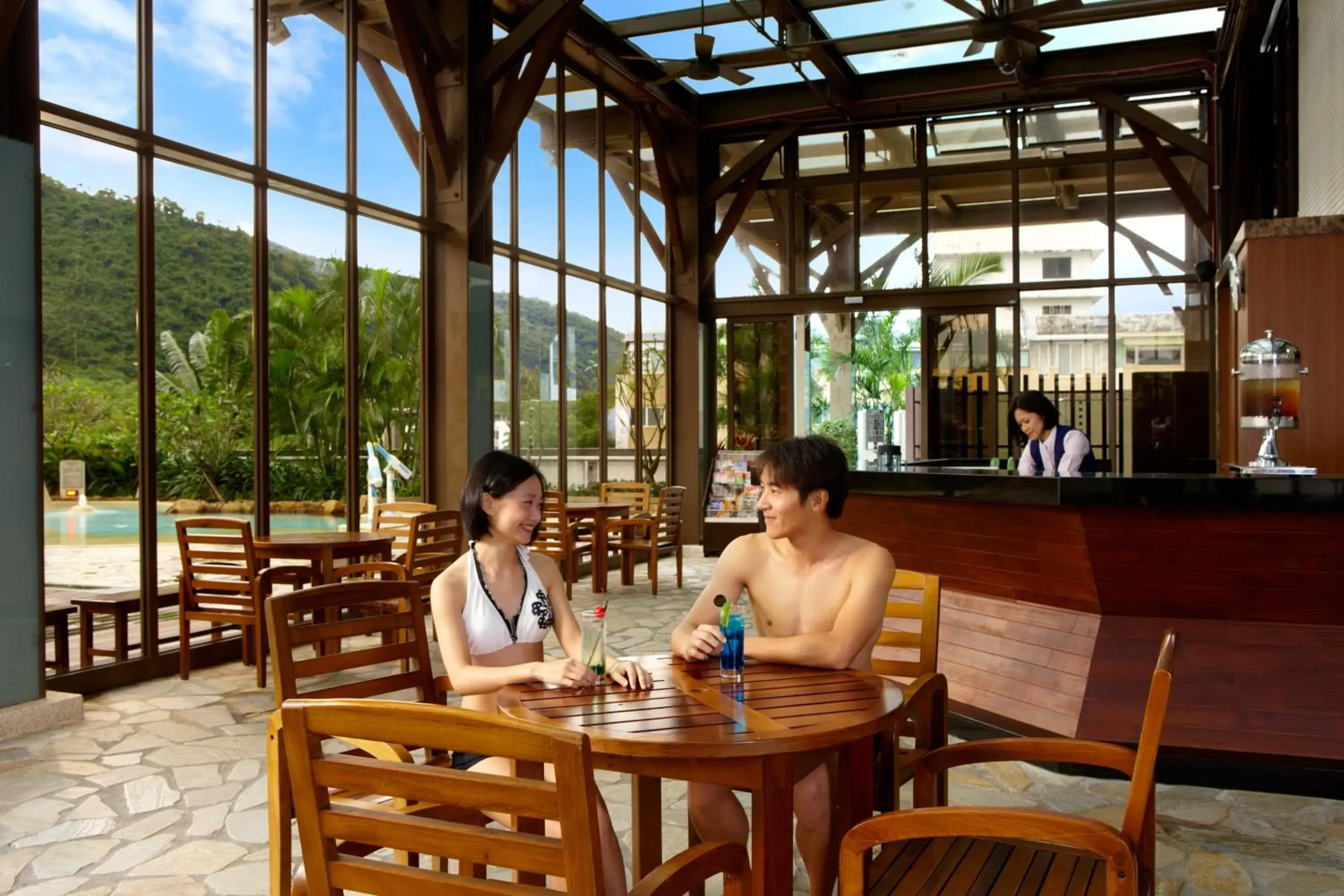 Open Air Bath, Restaurant/Places to Eat in Evergreen Resort Hotel Jiaosi