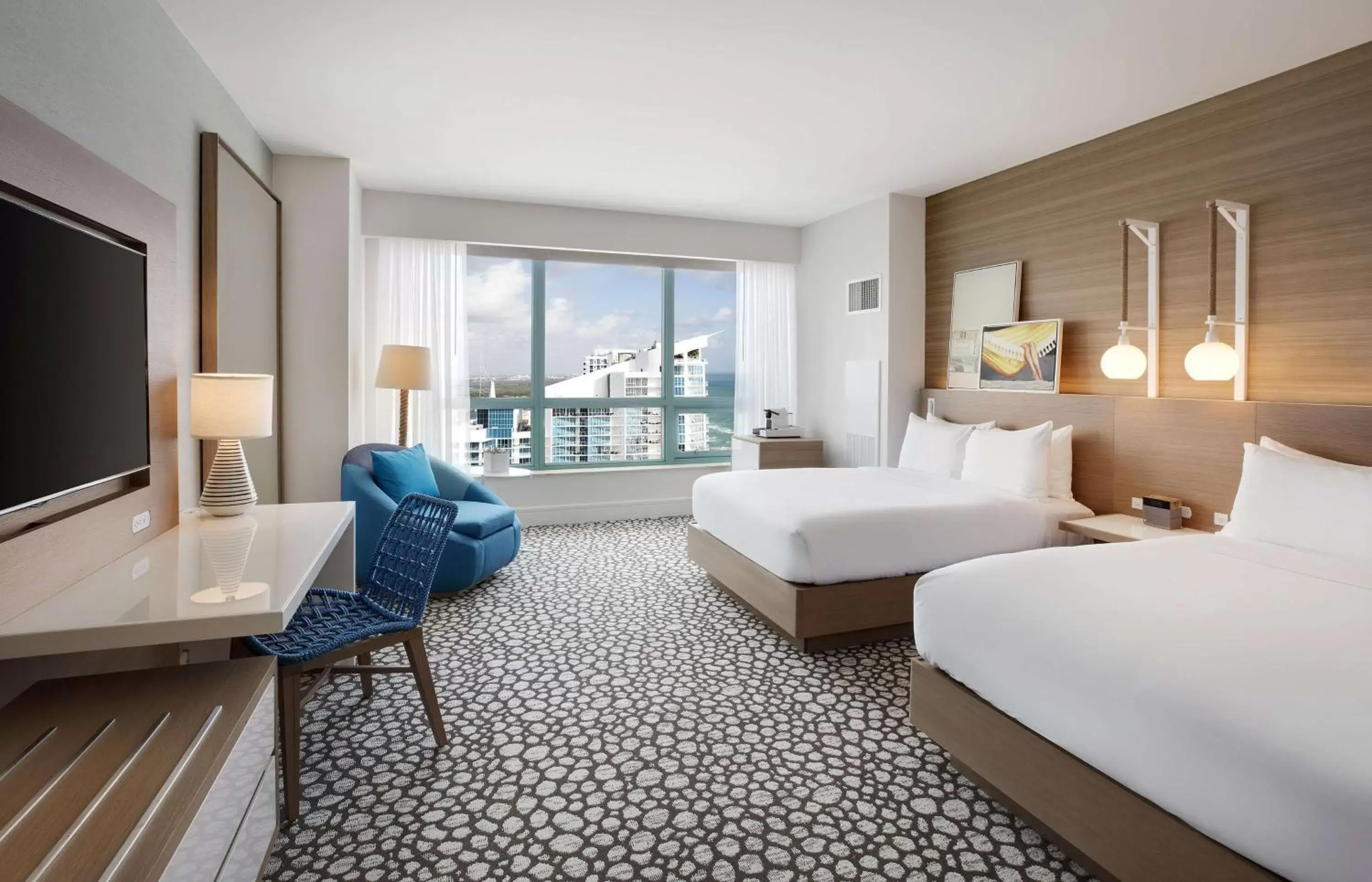 Double Room with Two Double Beds and Partial Ocean View - High Floor in The Diplomat Beach Resort Hollywood, Curio Collection by Hilton Double Room with Two Double Beds and Partial Ocean View - High Floor in The Diplomat Beach Resort Hollywood, Curio Collection by Hilton